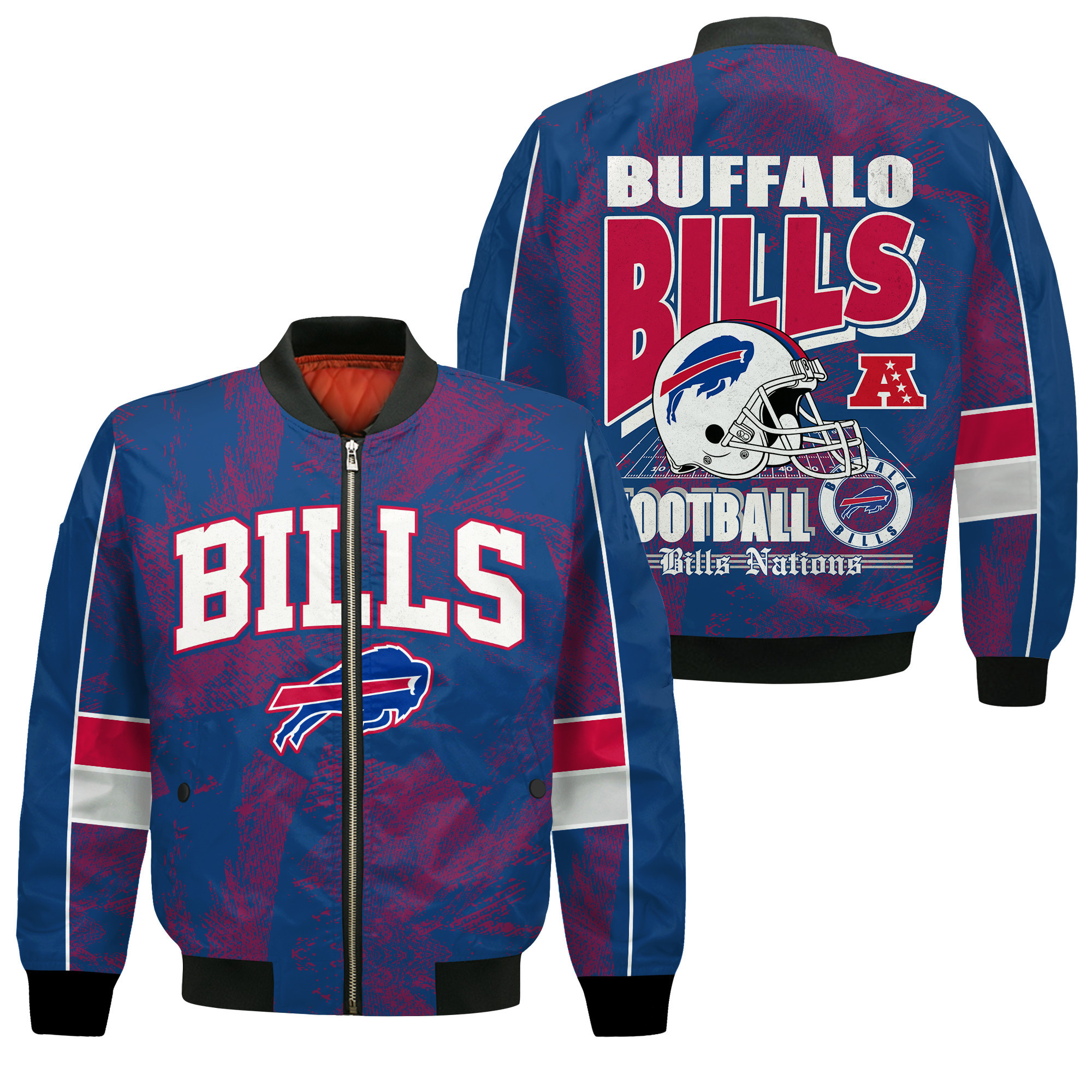 Buffalo Bills Football Team Cheering Symbols Bomber Jacket
