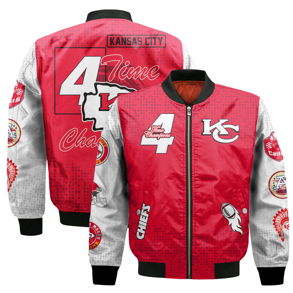 Kansas City Chiefs 4 Times Champions Design Bomber Jacket
