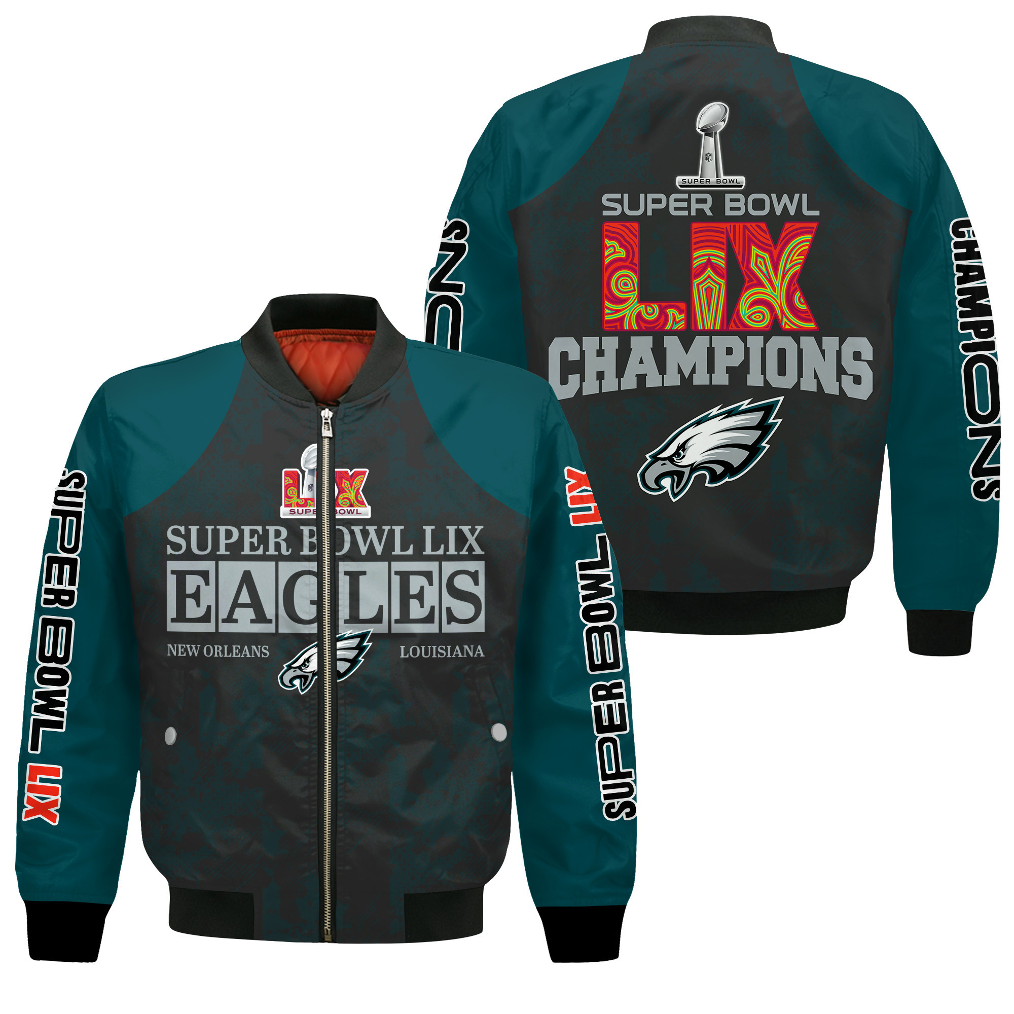 Philadelphia Eagles Super Bowl Lix Champions Victory Worn Proudly Bomber Jacket