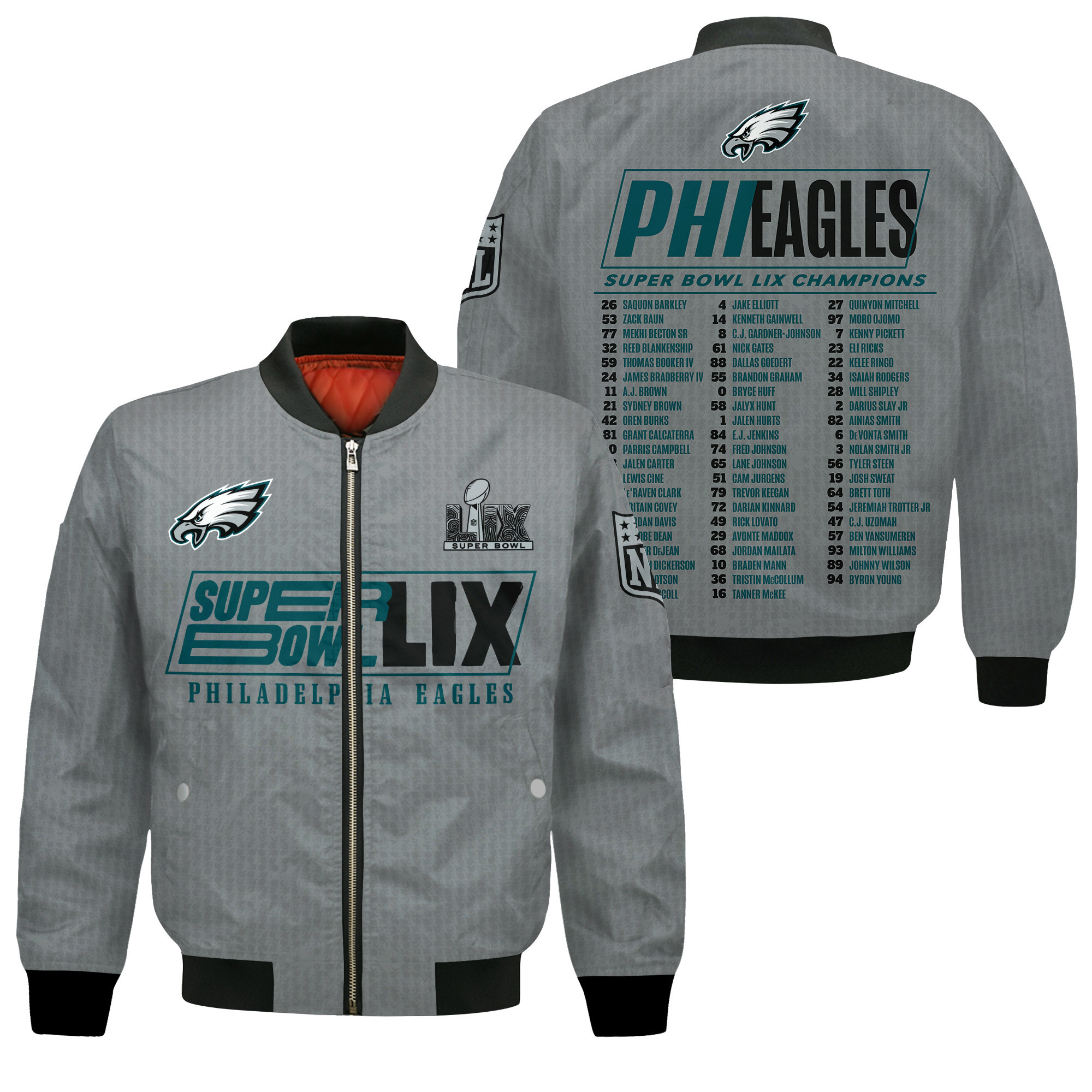 Philadelphia Eagles Super Bowl Lix Roster Bomber Jacket