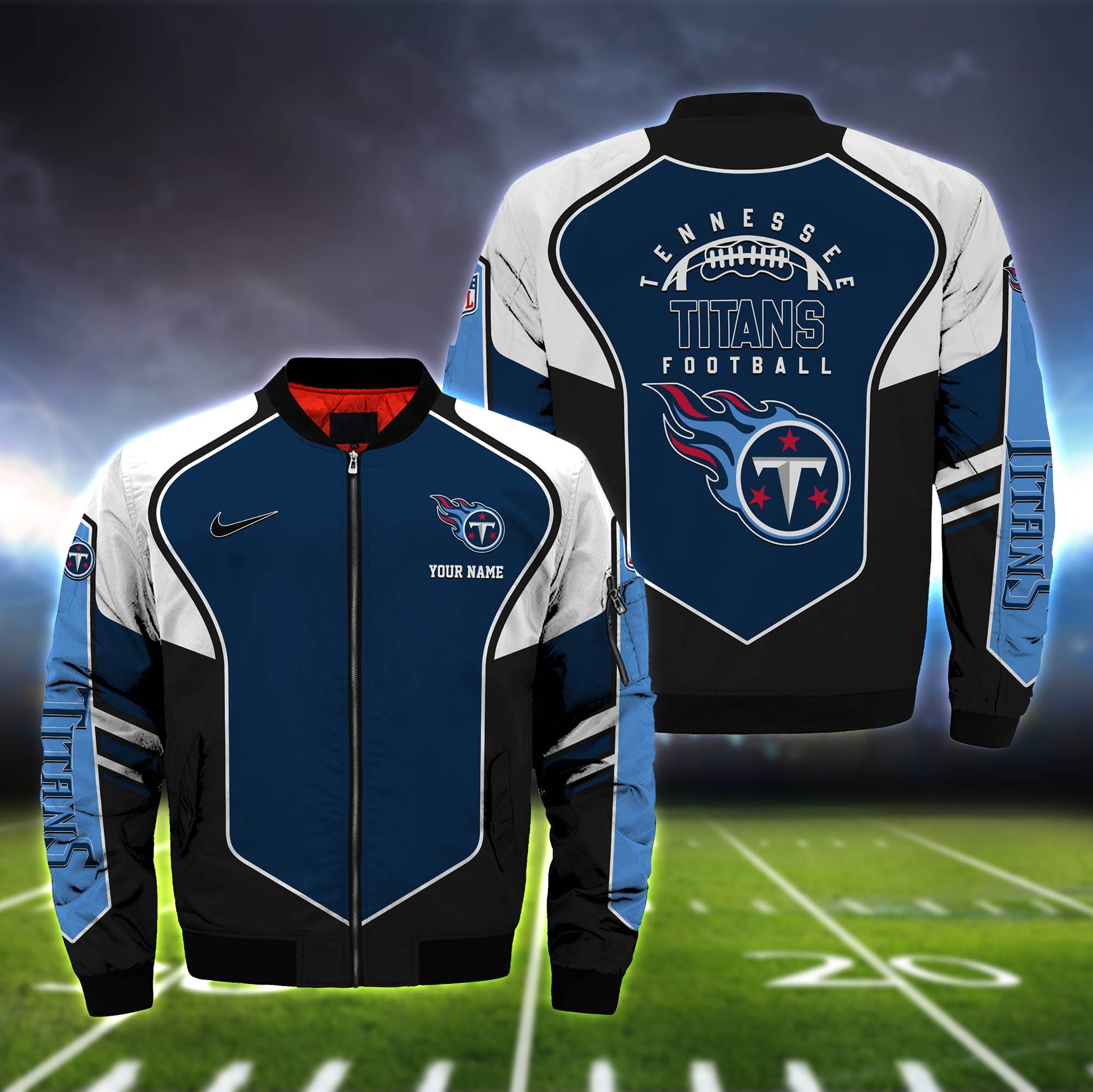 Tennessee Titans Bomber Jacket Full Zip Jacket For Nfl Fans
