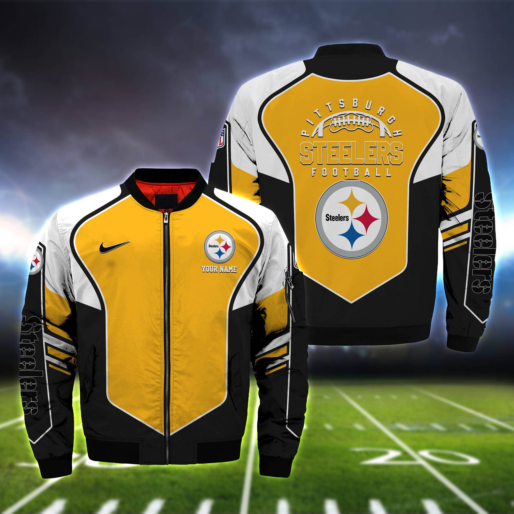 Pittsburgh Steelers Team Special Bomber Jacket Full Zipper Jacket For Nfl Fan Sport Classic Fit