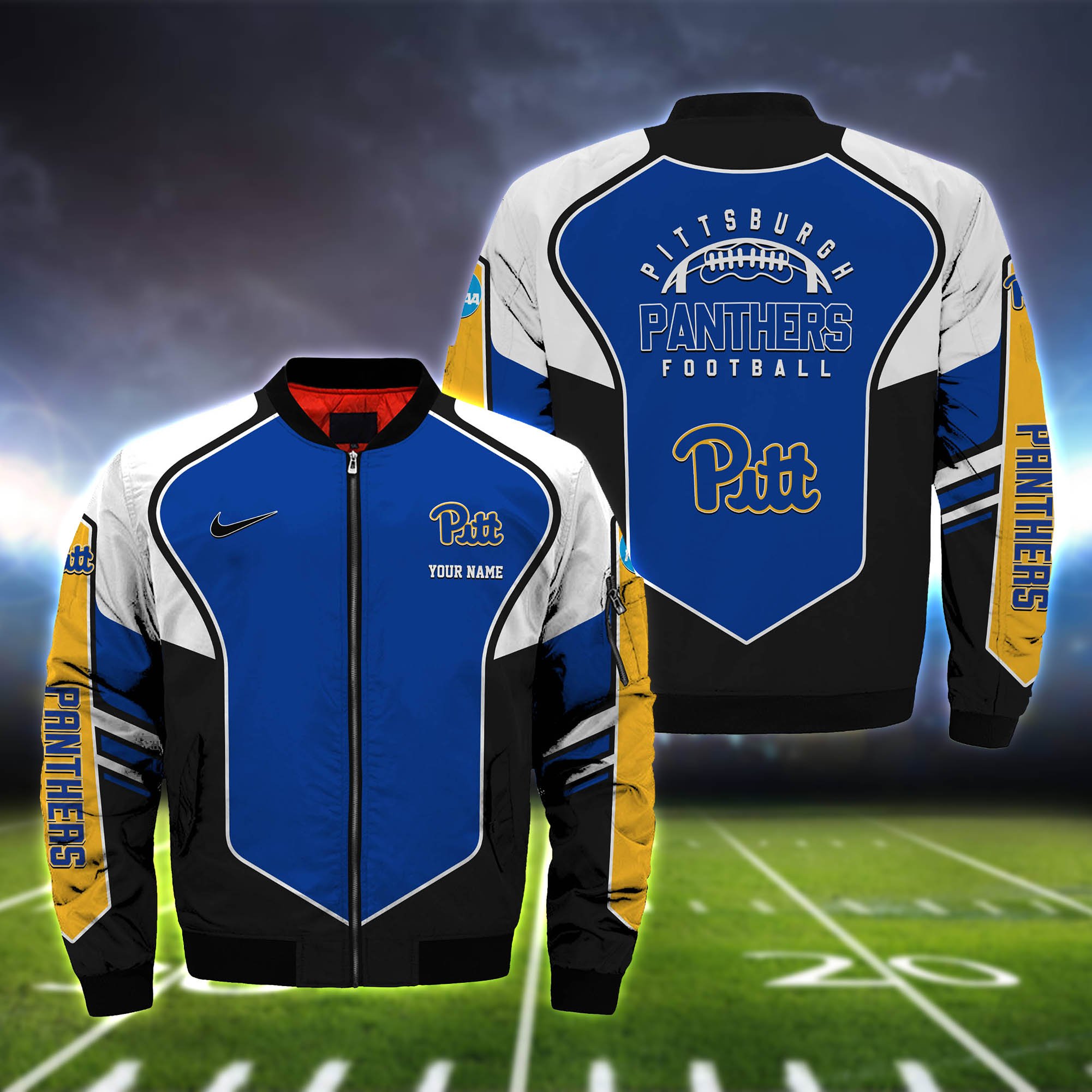 Pittsburgh Panthers Bomber Jacket Full Zip Jacket For Ncaa Fans