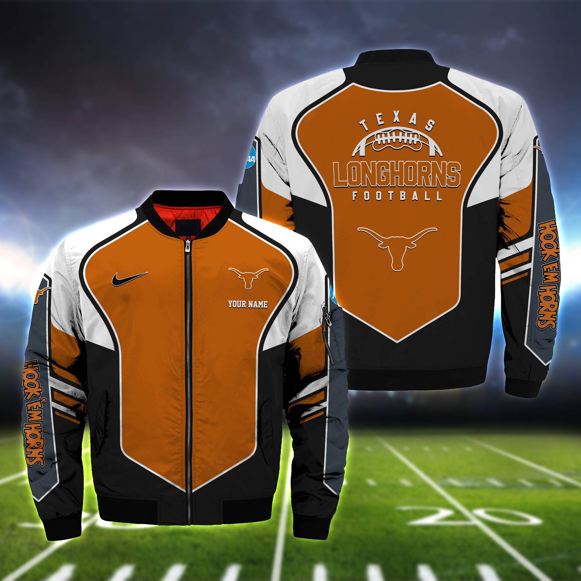 Texas Longhorns Bomber Jacket Full Zip Jacket For Ncaa Fans