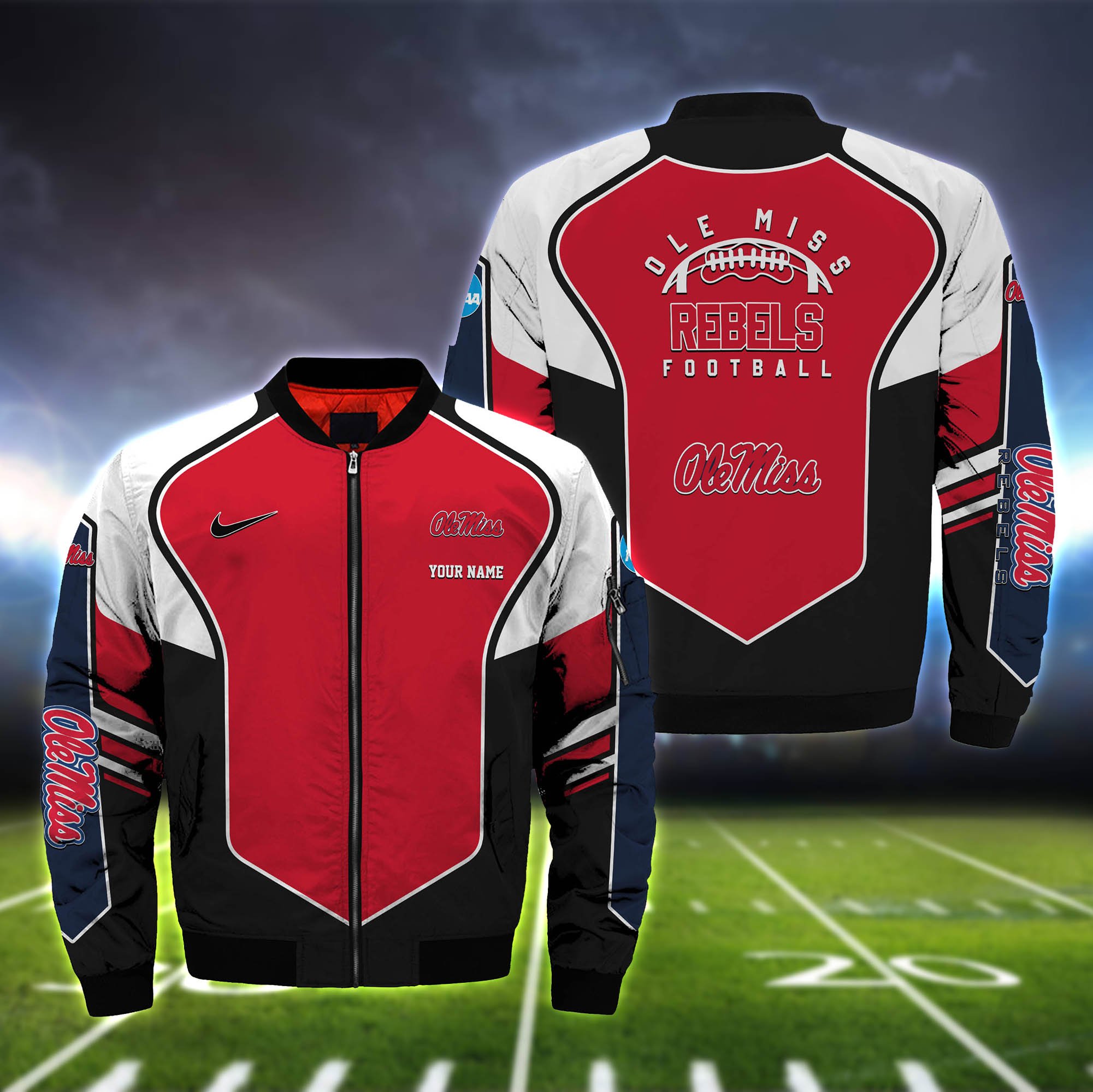 Ole Miss Rebels Bomber Jacket Full Zip Jacket For Ncaa Fans