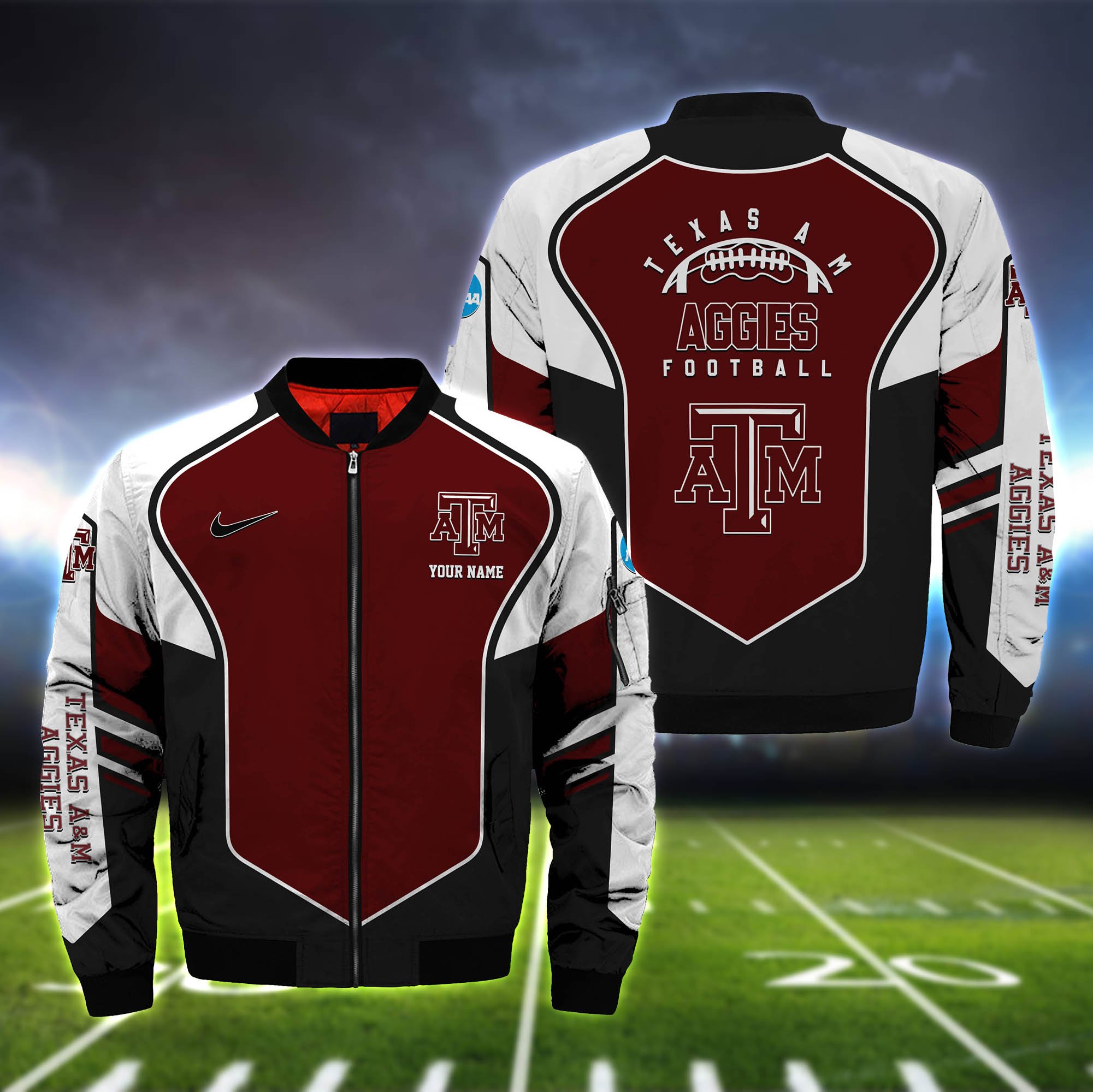 Texas A&M Aggies Bomber Jacket Full Zip Jacket For Ncaa Fans