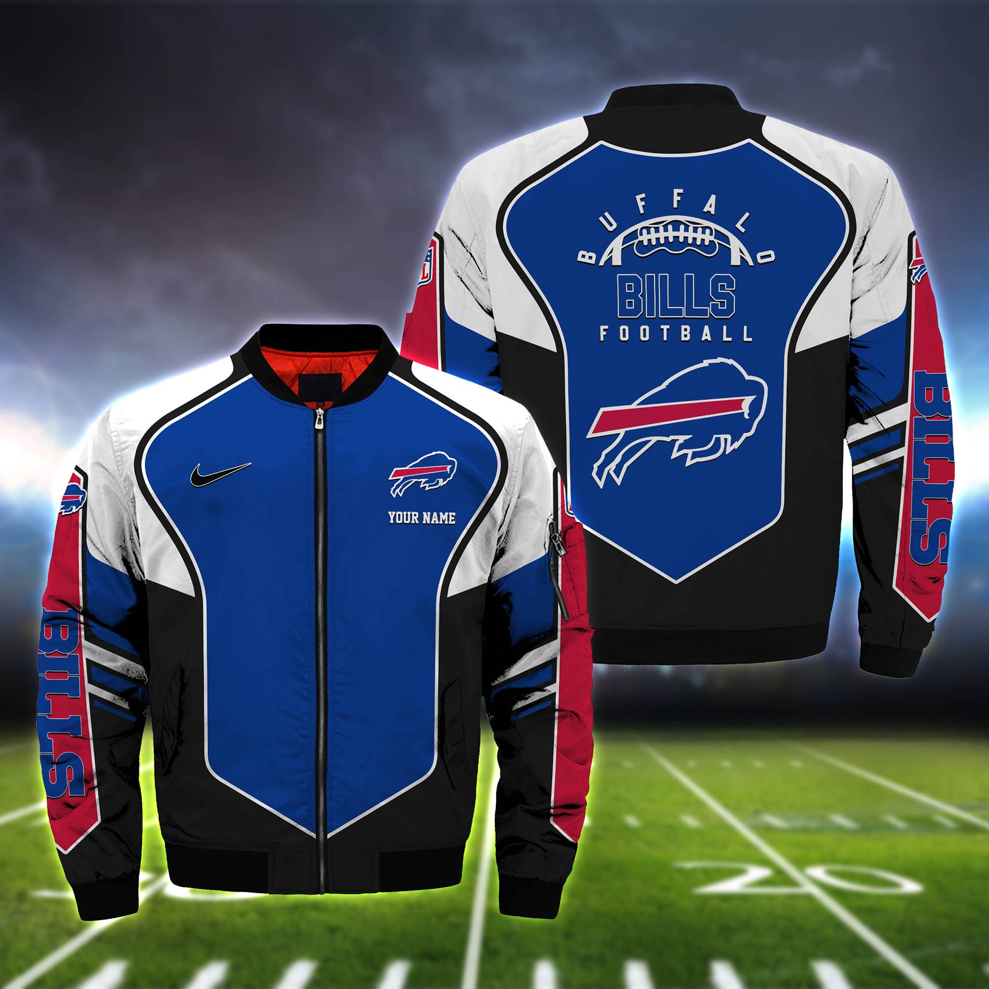 Buffalo Bills Bomber Jacket Full Zip Jacket For Nfl Fan Sport Comfortable Wear