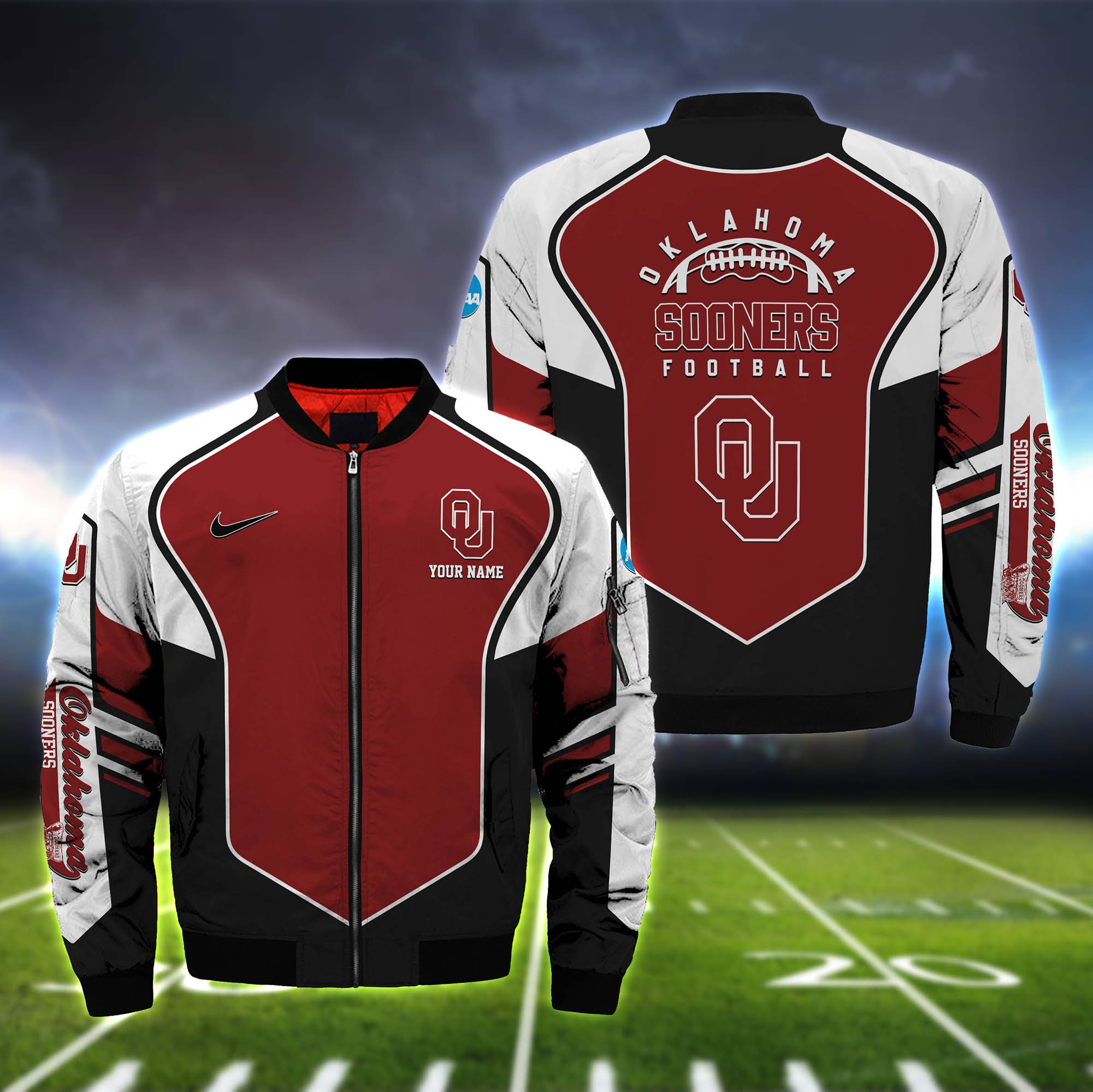 Oklahoma Sooners Bomber Jacket Full Zip Jacket For Ncaa Fans Sport