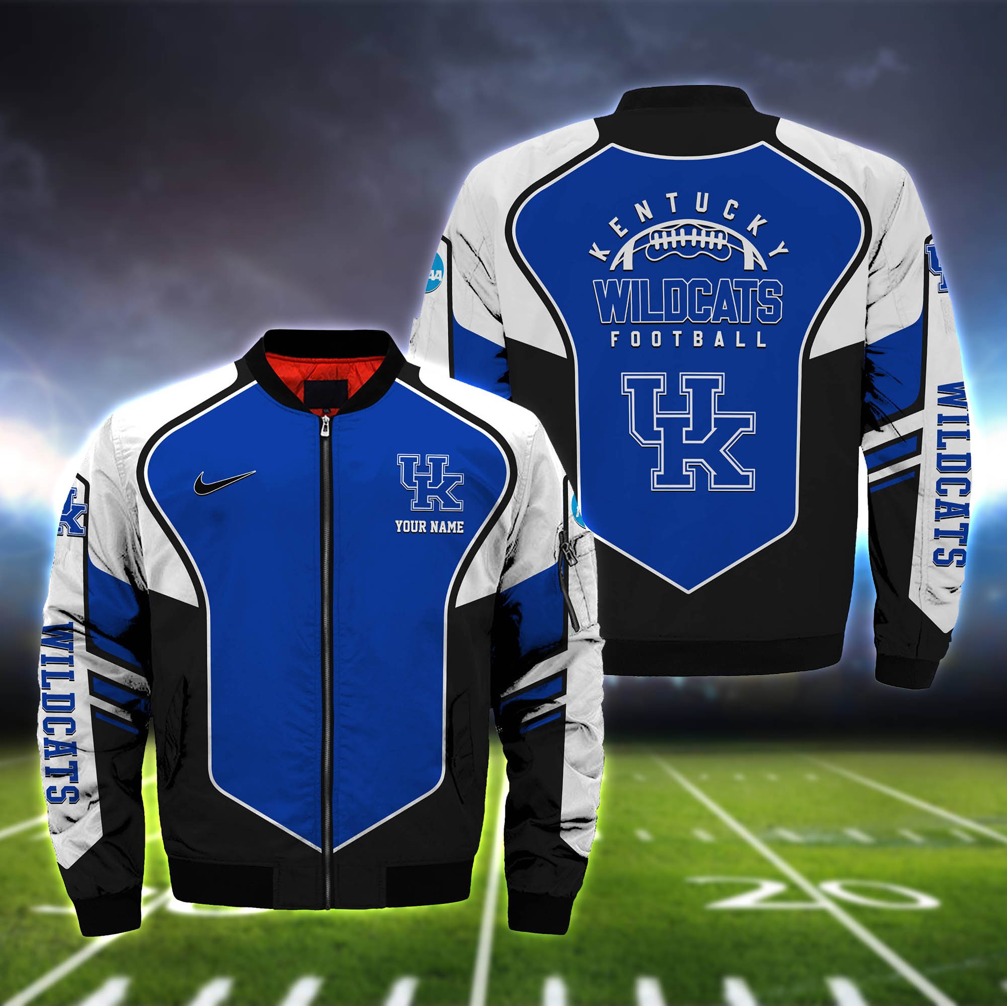 Kentucky Wildcats Bomber Jacket Full Zip Jacket For Ncaa Fans