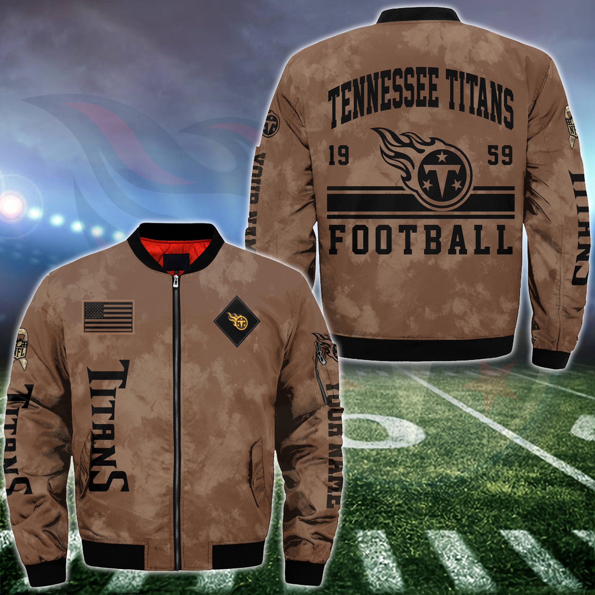 Tennessee Titans Bomber Jacket Custom Your Name 2025 Versions Sport Jacket Football Fan Gifts