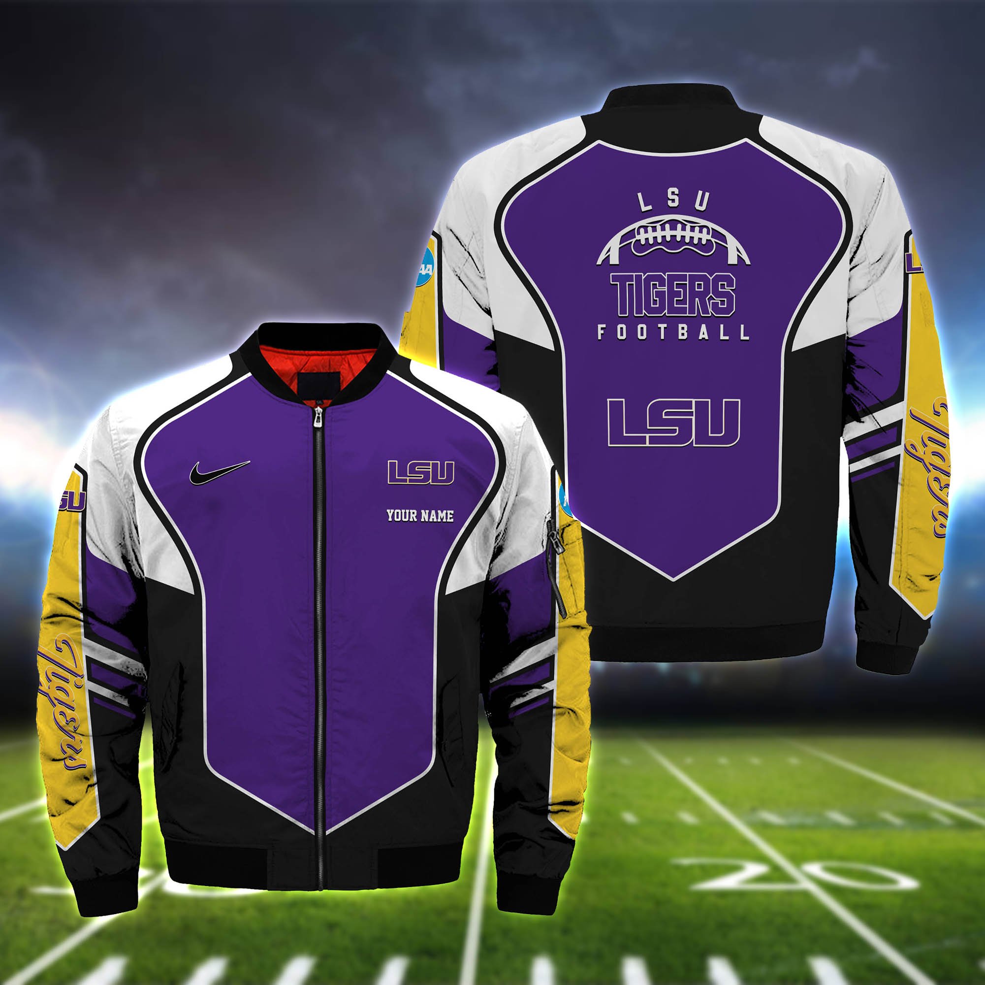 Lsu Tigers Bomber Jacket Full Zip Jacket For Ncaa Fans