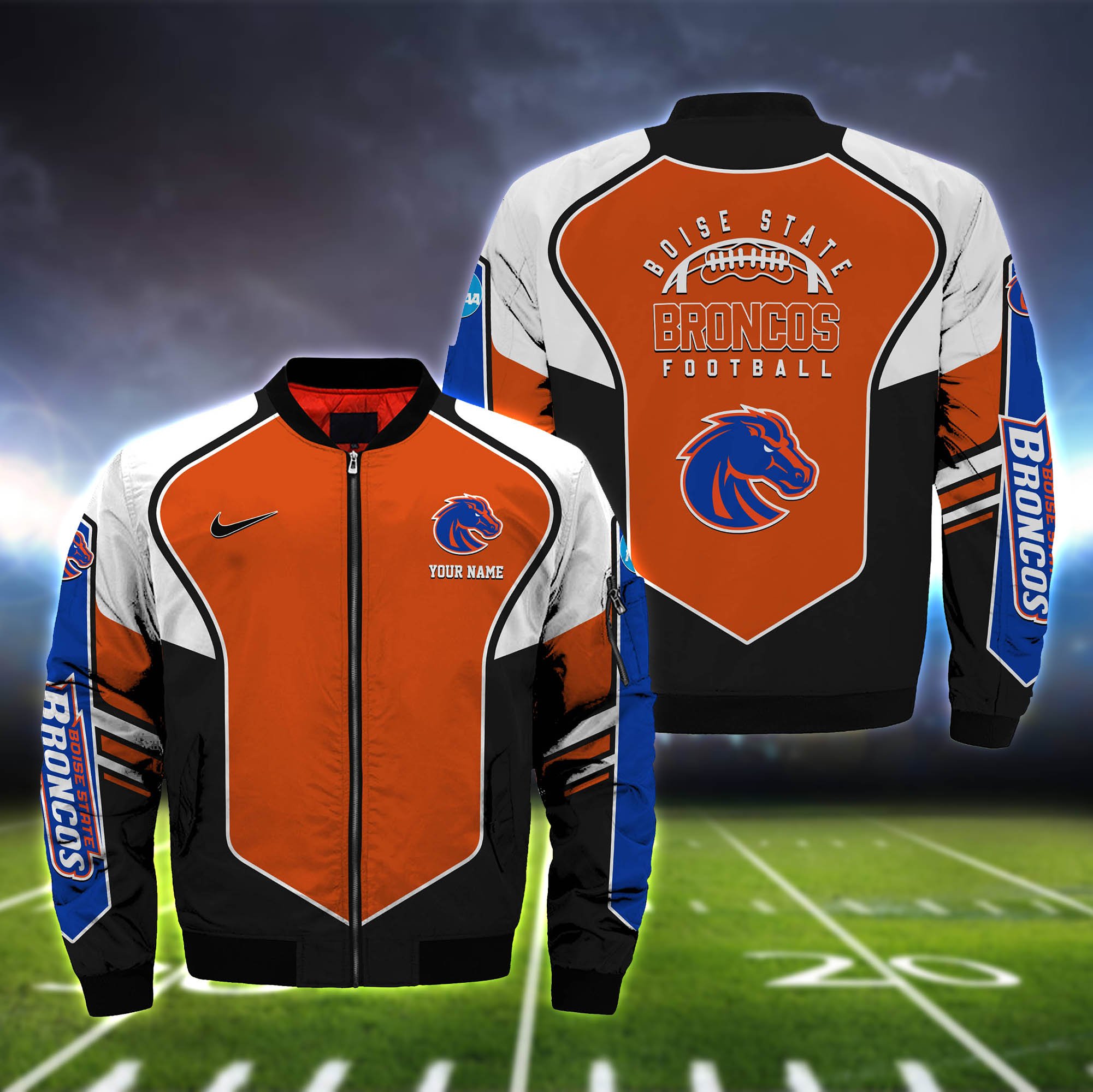 Boise State Broncos Bomber Jacket Full Zip Jacket For Ncaa Fan
