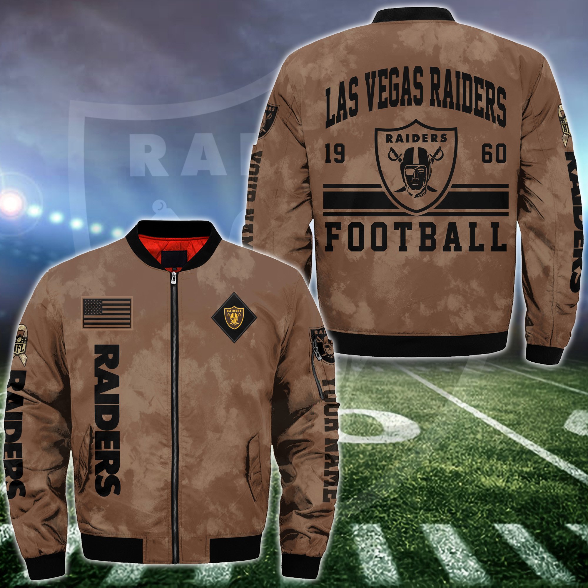Las Vegas Raiders Bomber Jacket Custom Your Name 2025 Versions Sport Jacket Football Fan Gifts