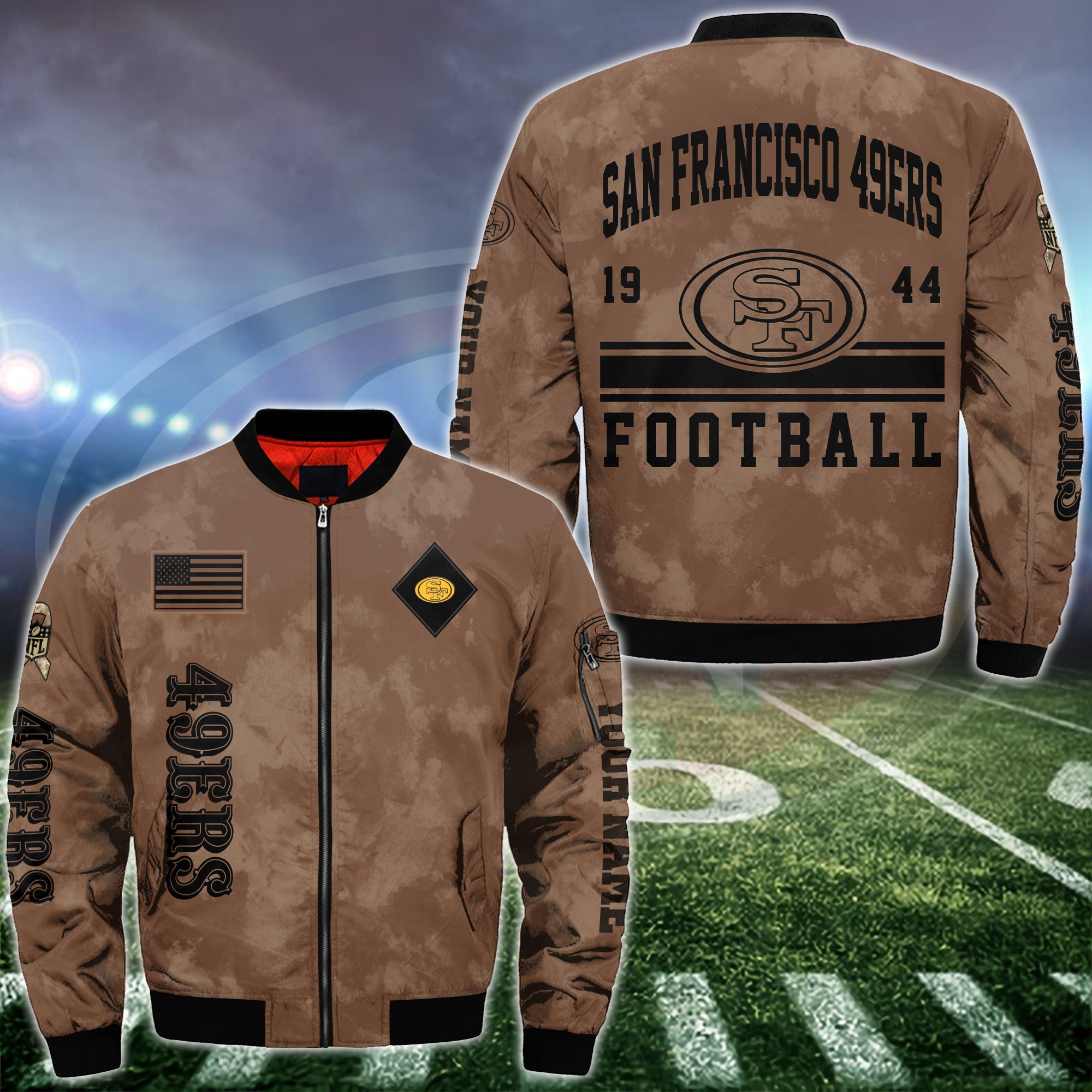 San Francisco 49Ers Bomber Jacket Custom Your Name 2025 Versions Sport Jacket Football Fan Gifts