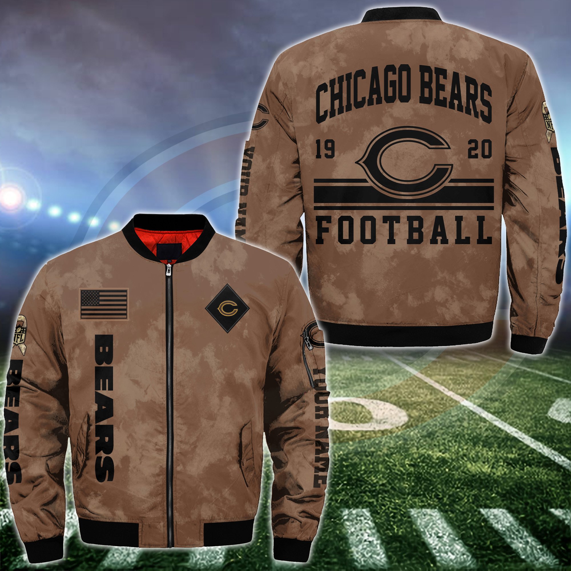 Chicago Bears Bomber Jacket Custom Your Name 2025 Versions Sport Jacket Football Fan Gifts