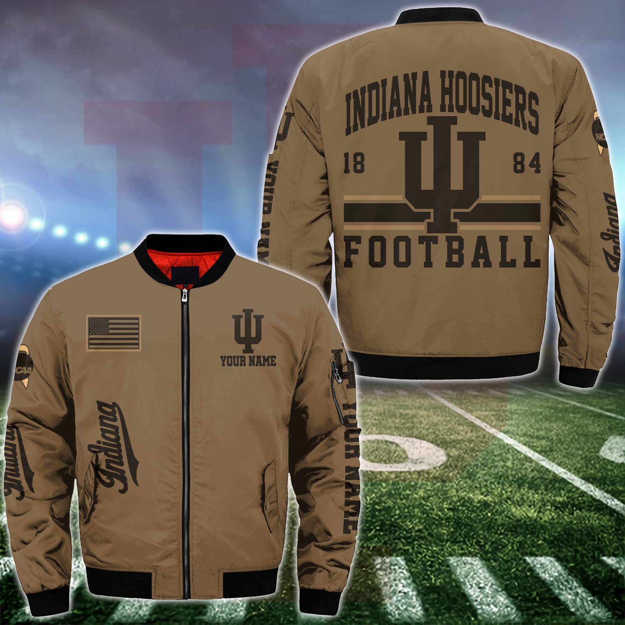 Indiana Hoosiers Bomber Jacket Custom Your Name 2025 Versions Sport Jacket Football Fan Gifts