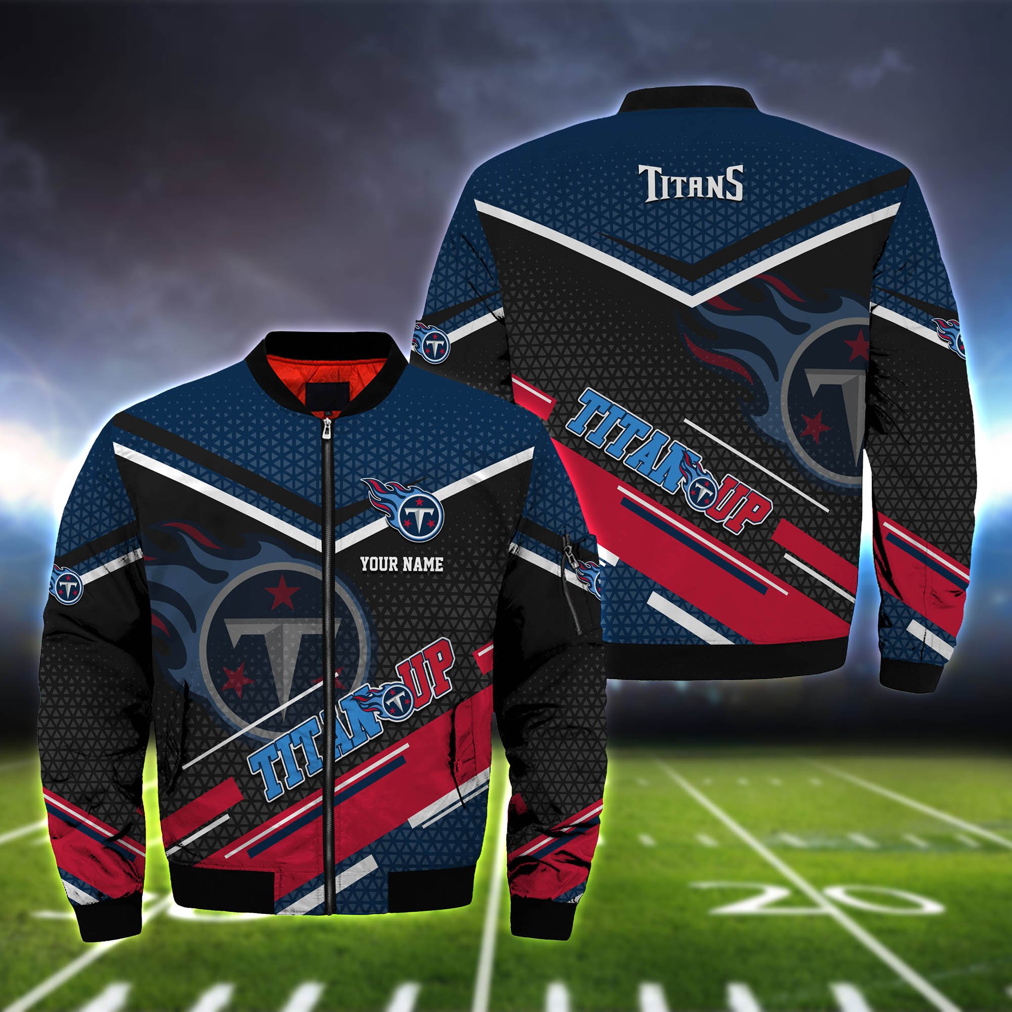 Tennessee Titans Bomber Jacket Full Zip Jacket For Nfl Fan
