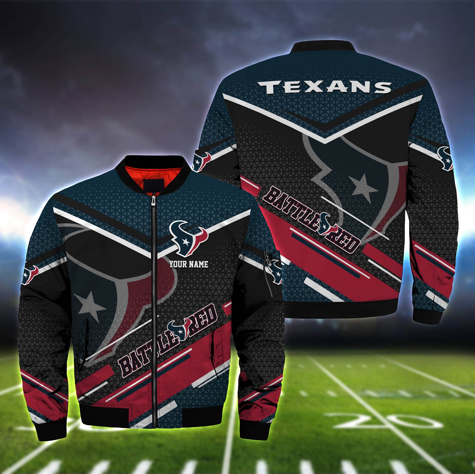 Houston Texans Football Team Bomber Jacket Full Zip Jacket For Nfl Fans Sport Travel Jacket