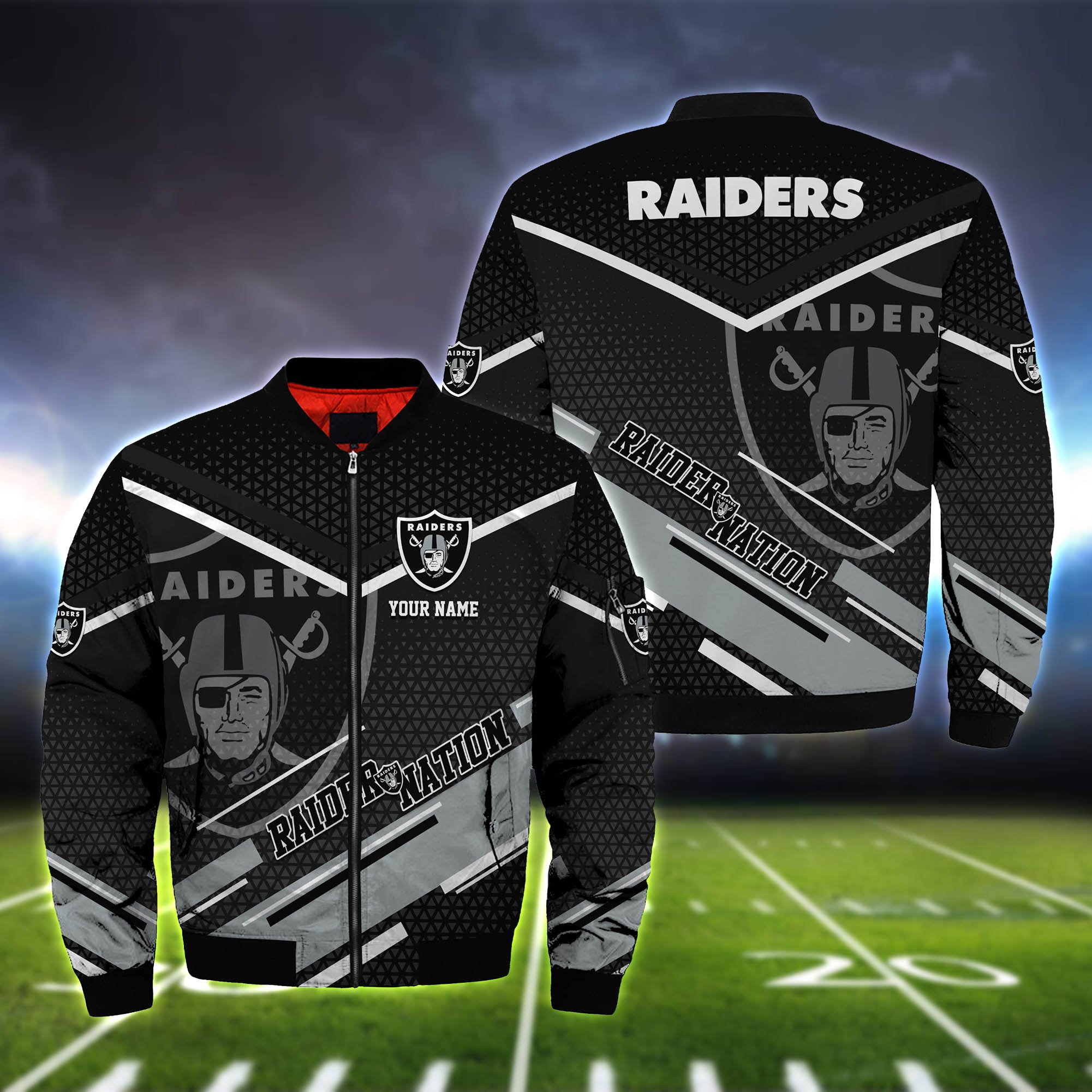 Las Vegas Raiders Football Team Bomber Jacket Full Zip Jacket For Nfl Fans Sport Game Day Apparel