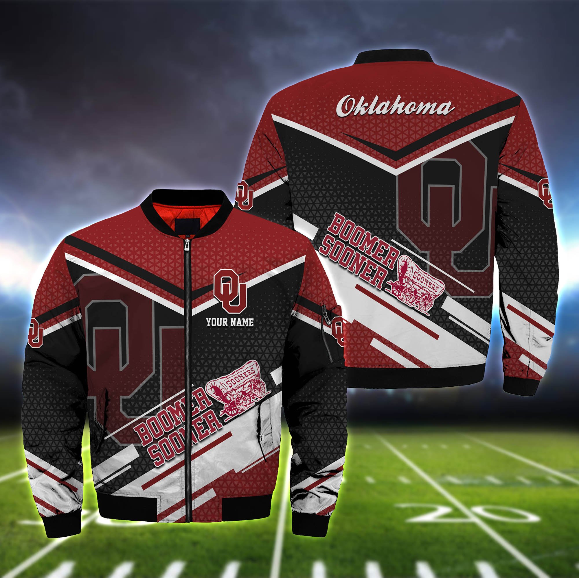 Oklahoma Sooners Bomber Jacket Full Zip Jacket For Ncaa Fans