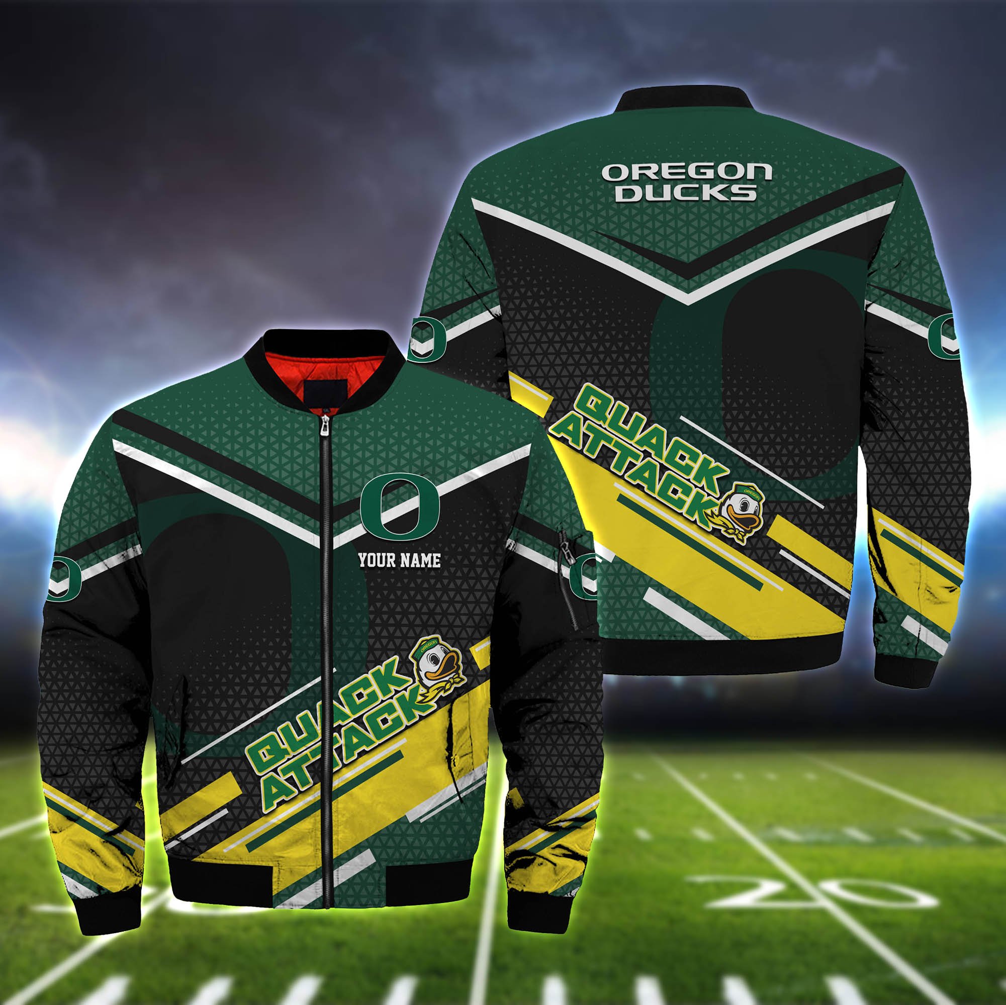 Oregon Ducks Bomber Jacket Full Zip Jacket For Ncaa Fans