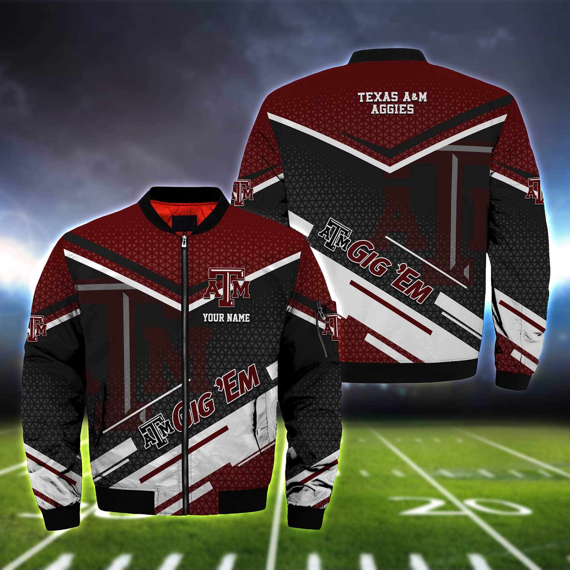 Texas A&M Aggies Bomber Jacket Full Zip Jacket For Ncaa Fans Sport