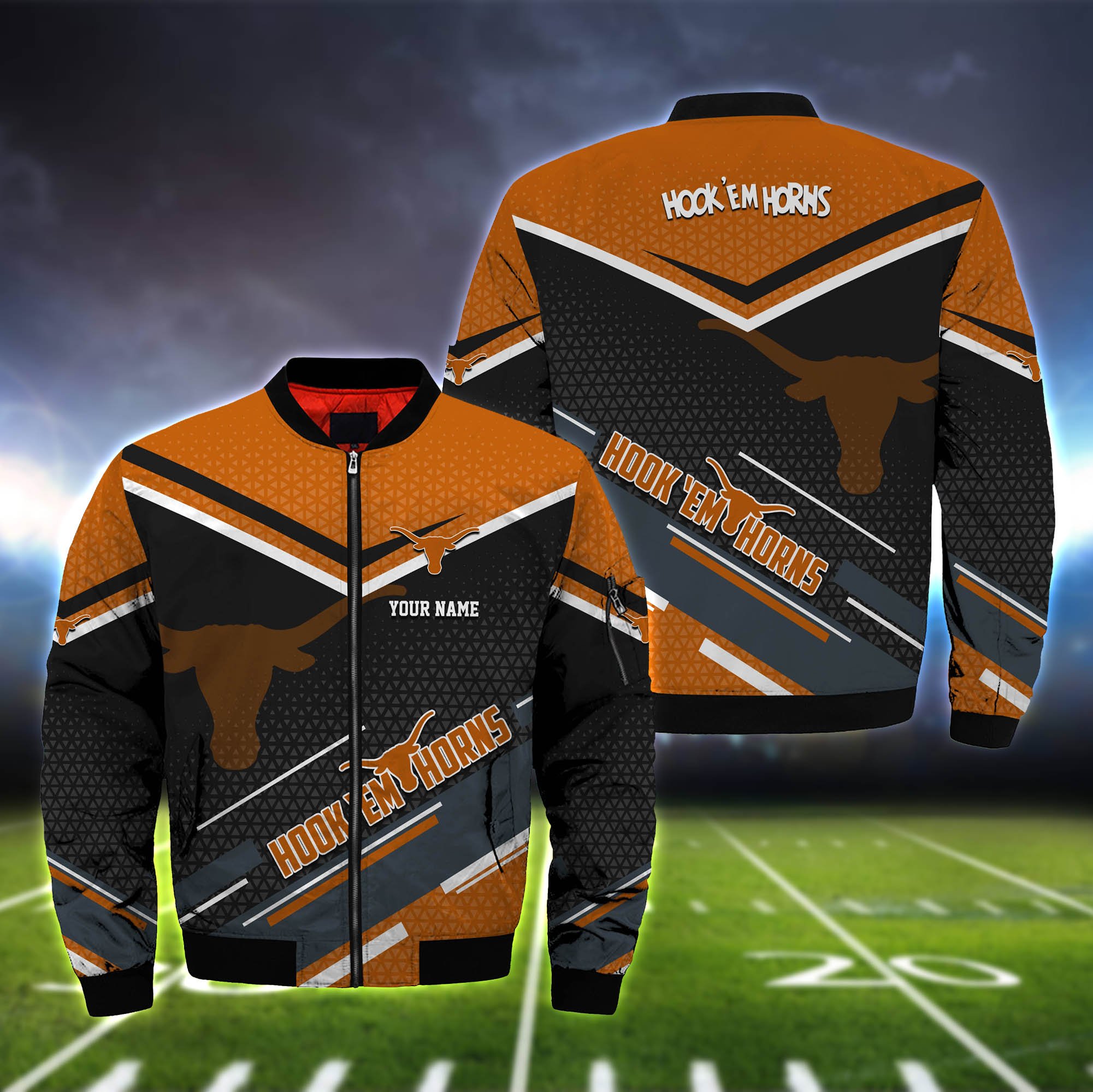 Texas Longhorns Bomber Jacket Full Zip Jacket For Ncaa Fans Sport
