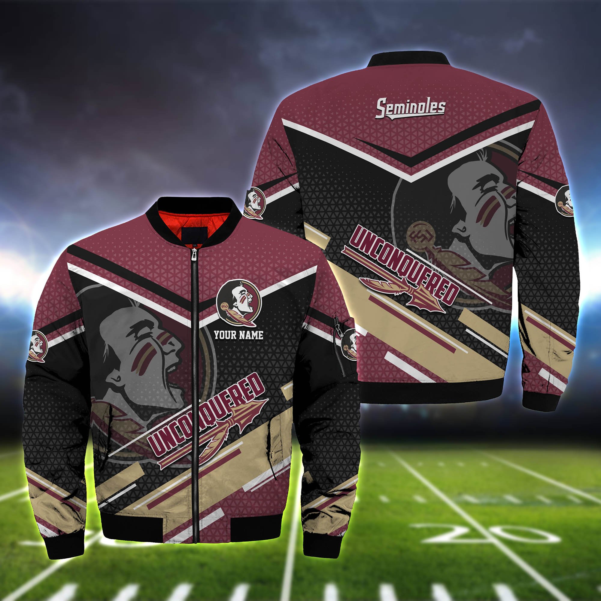 Florida State Seminoles Bomber Jacket Full Zip Jacket For Ncaa Fan
