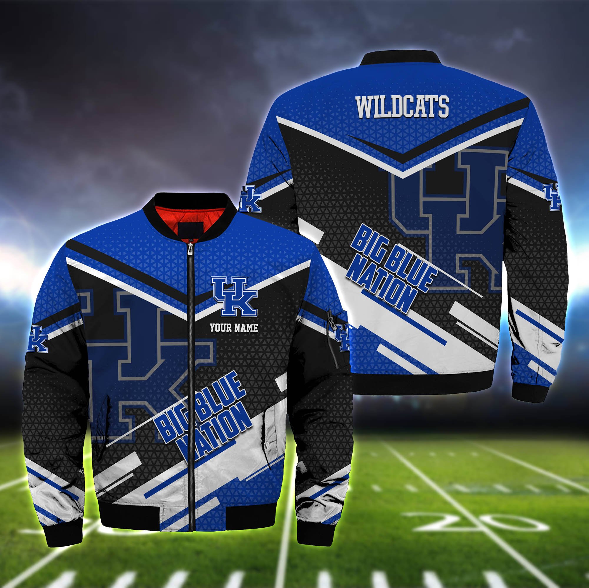 Kentucky Wildcats Bomber Jacket Full Zip Jacket For Ncaa Fan