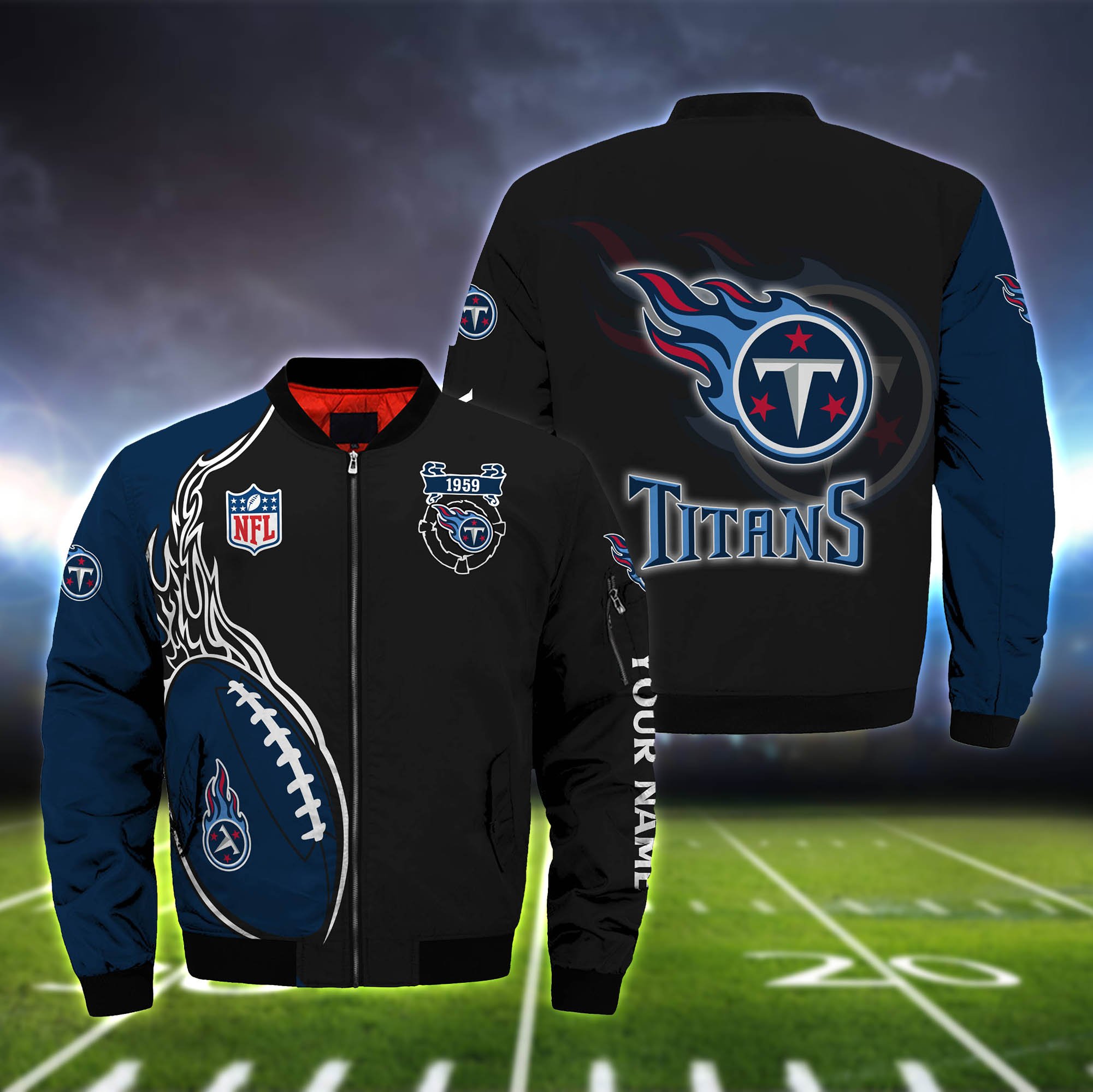 Tennessee Titans Bomber Jacket Full Zip Up Jacket For Nfl Fans Sport