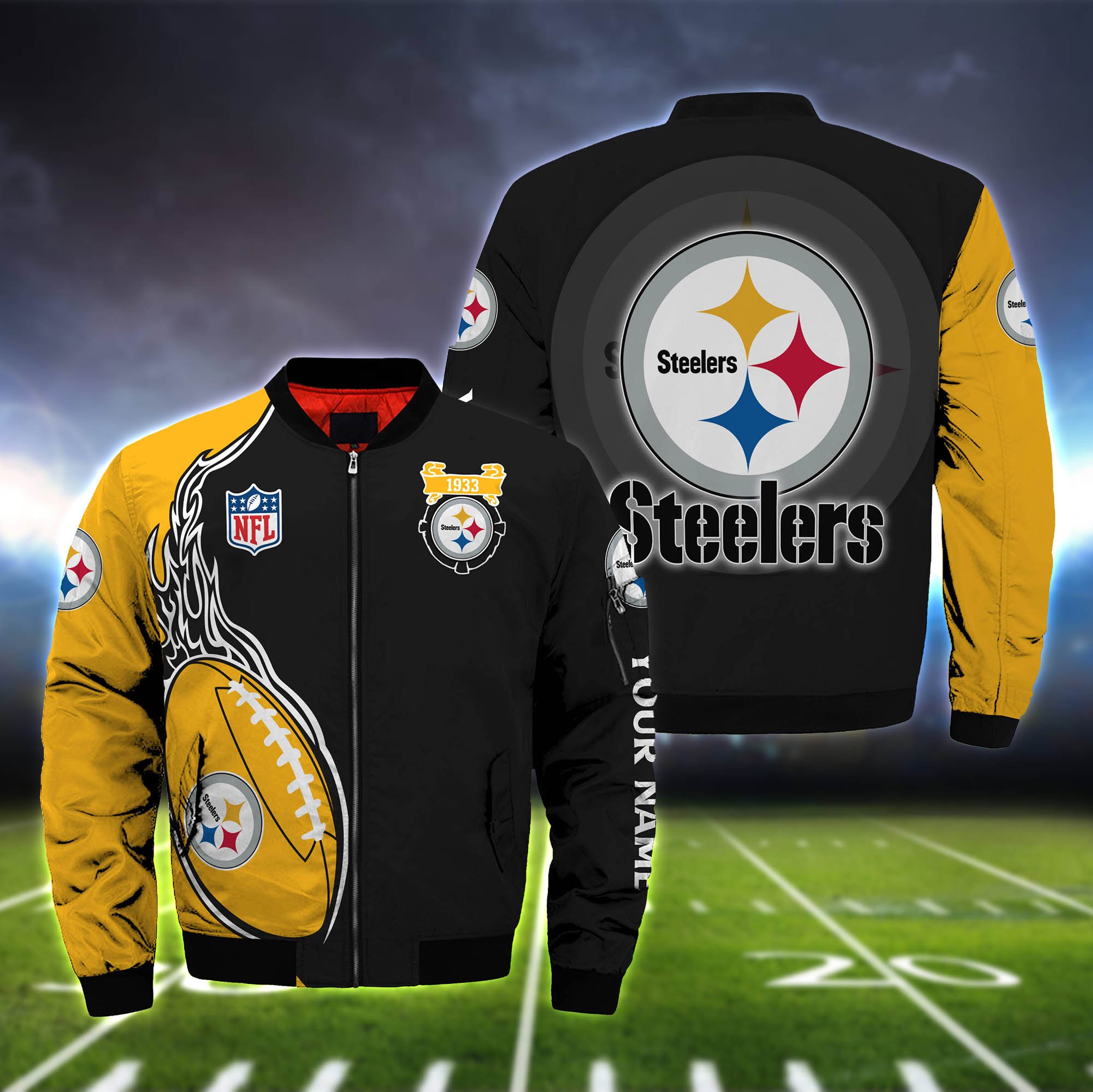 Pittsburgh Steelers Team Special Bomber Jacket Full Zipper Jacket For Nfl Fan Sport Varsity Style