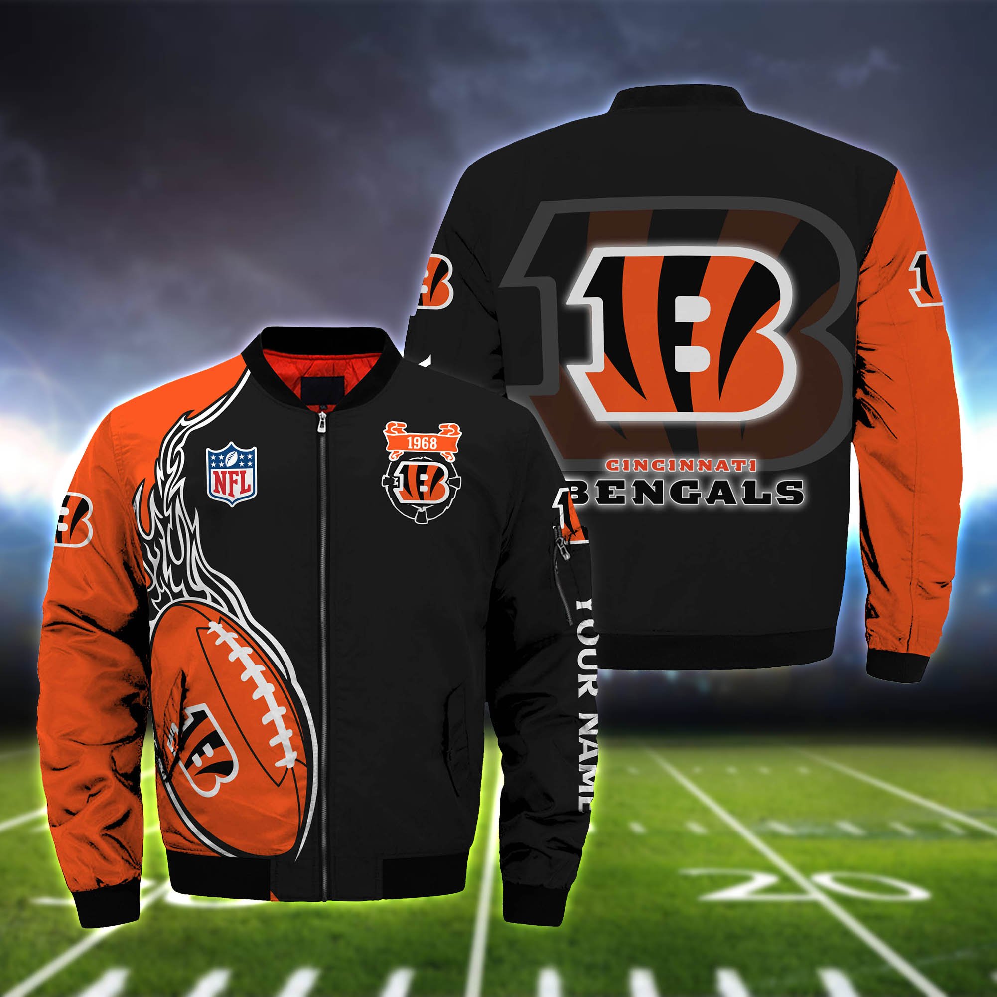Cincinnati Bengals Bomber Jacket Full Zip Jacket For Nfl Fans Sport Team