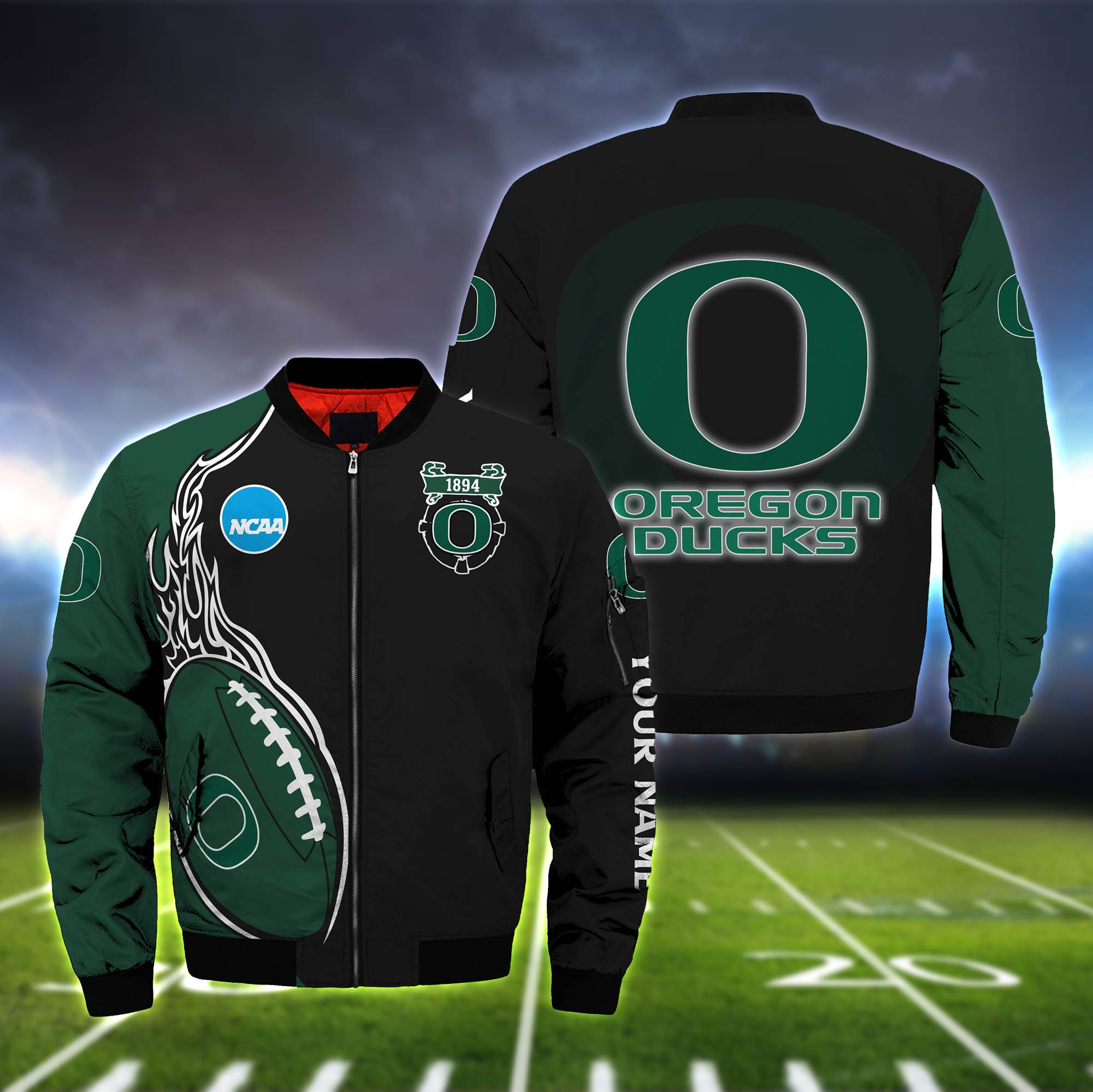 Oregon Ducks Bomber Jacket Full Zip Jacket For Ncaa Fan