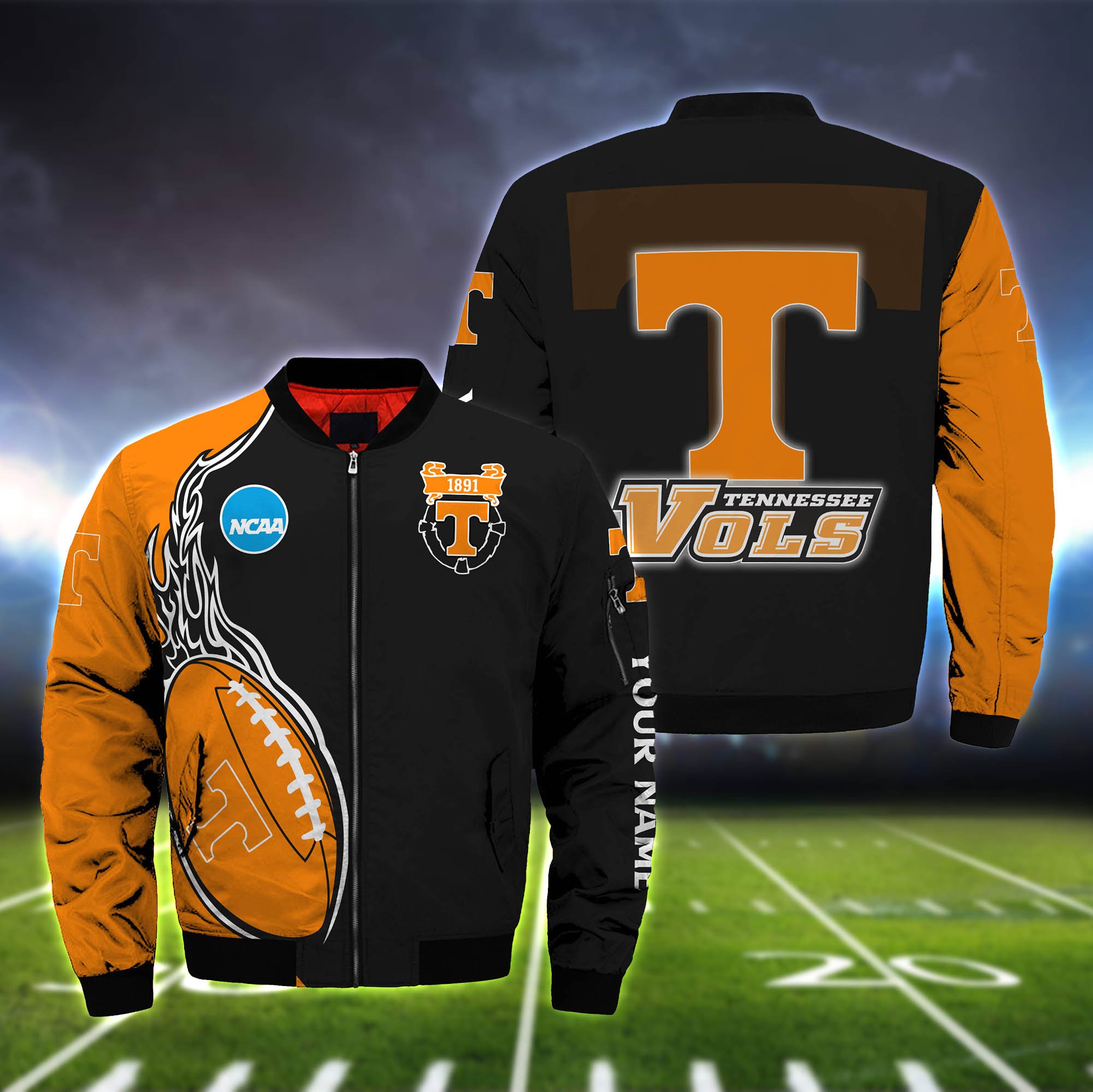 Tennessee Volunteers Bomber Jacket Full Zip Jacket For Ncaa Fan