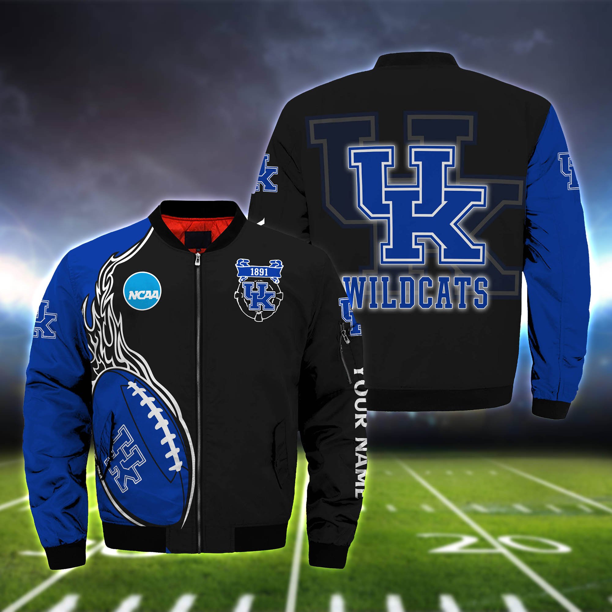 Kentucky Wildcats Bomber Jacket Full Zip Jacket For Ncaa Fans Sport