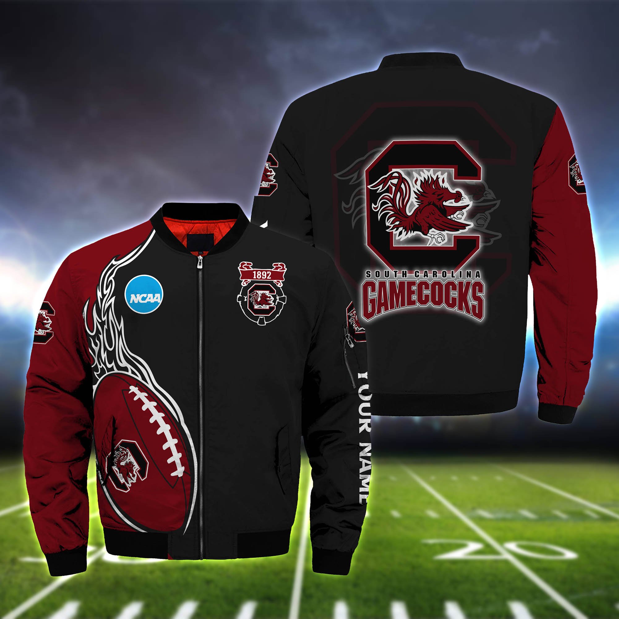 South Carolina Gamecocks Bomber Jacket Full Zip Jacket For Ncaa Fan