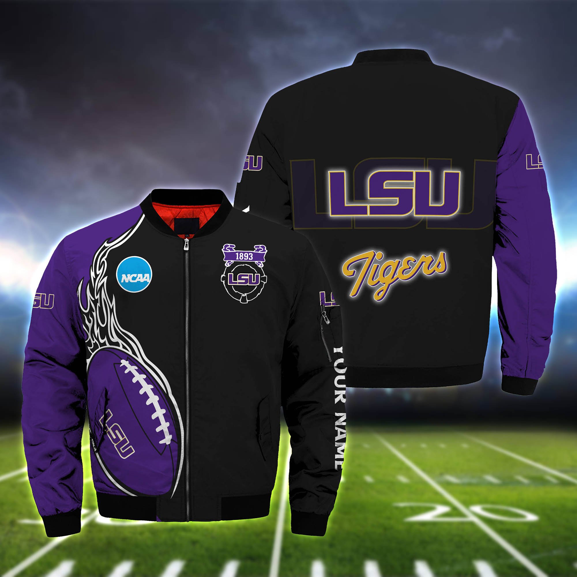 Lsu Tigers Bomber Jacket Full Zip Jacket For Ncaa Fan Sport
