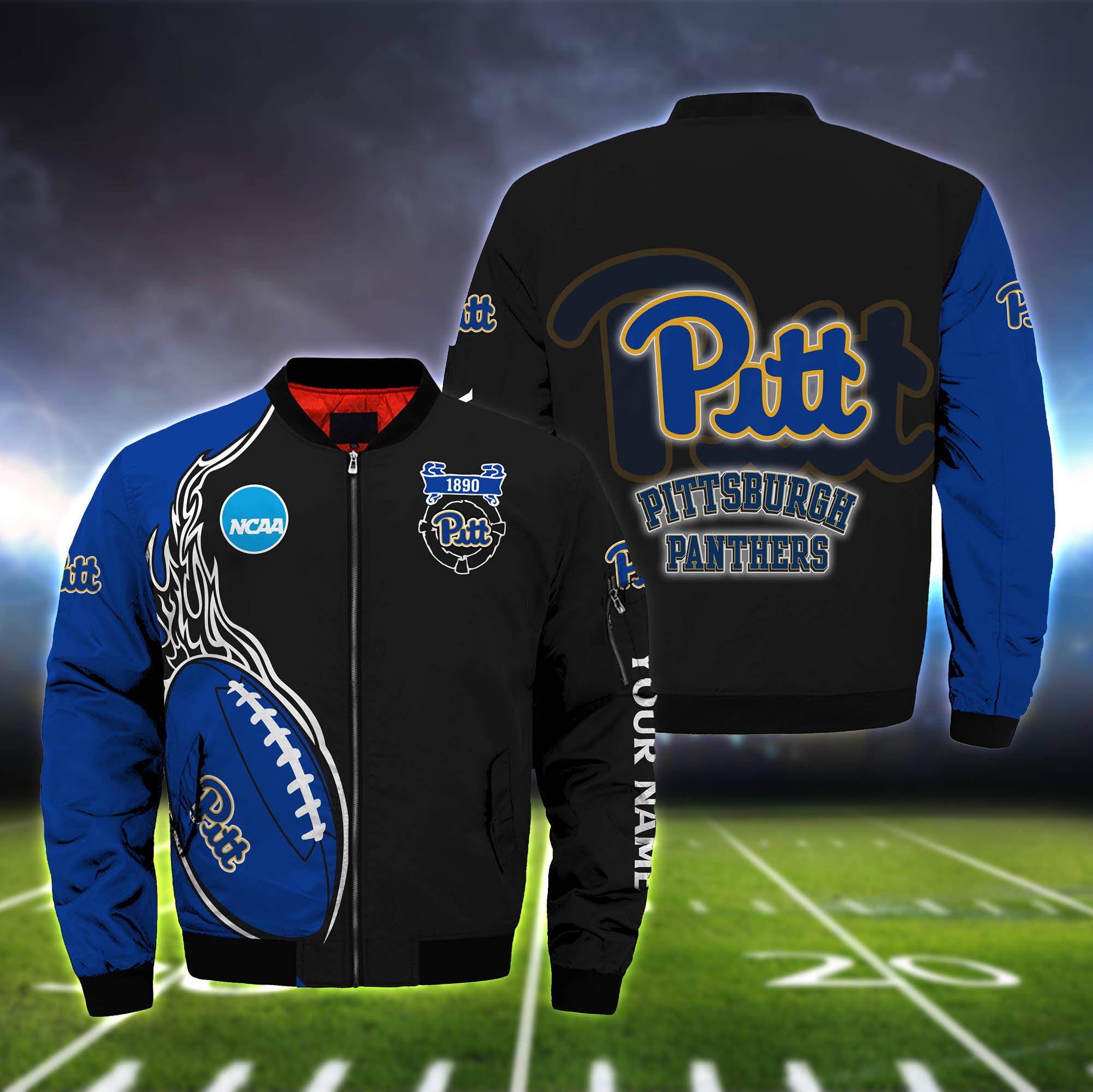 Pittsburgh Panthers Bomber Jacket Full Zip Jacket For Ncaa Fan