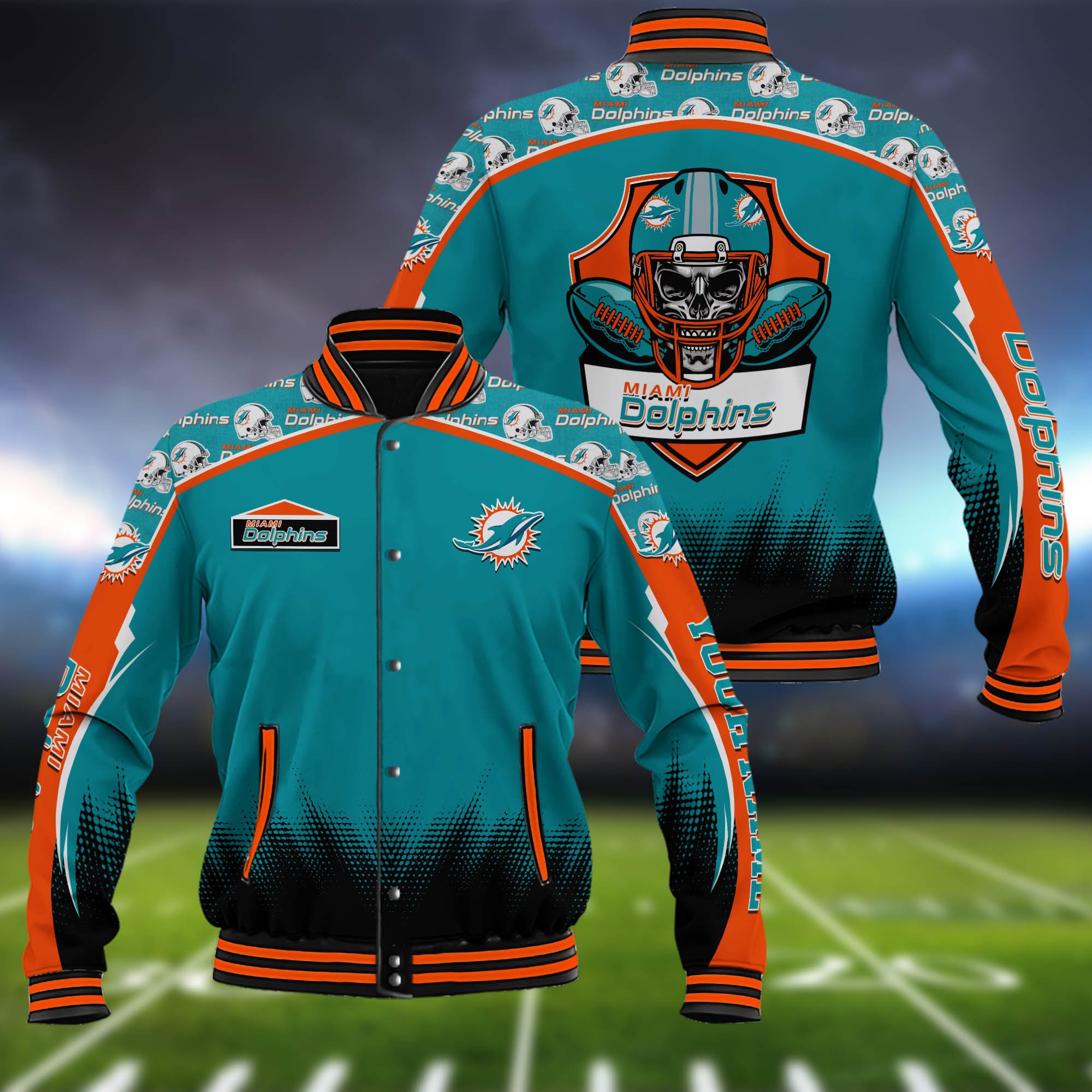 Miami Dolphins Baseball Jacket Custom Name Sport Team Jacket Sport Gifts