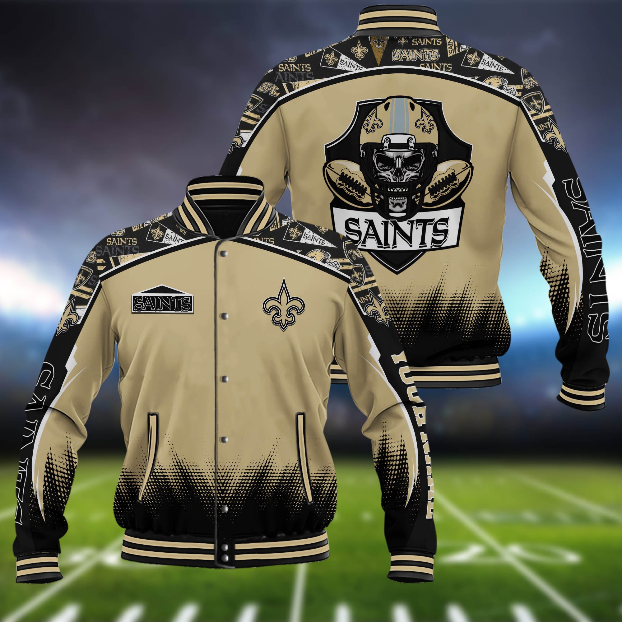 New Orleans Saints Baseball Jacket Custom Name Sport Team Jacket Sport Gifts