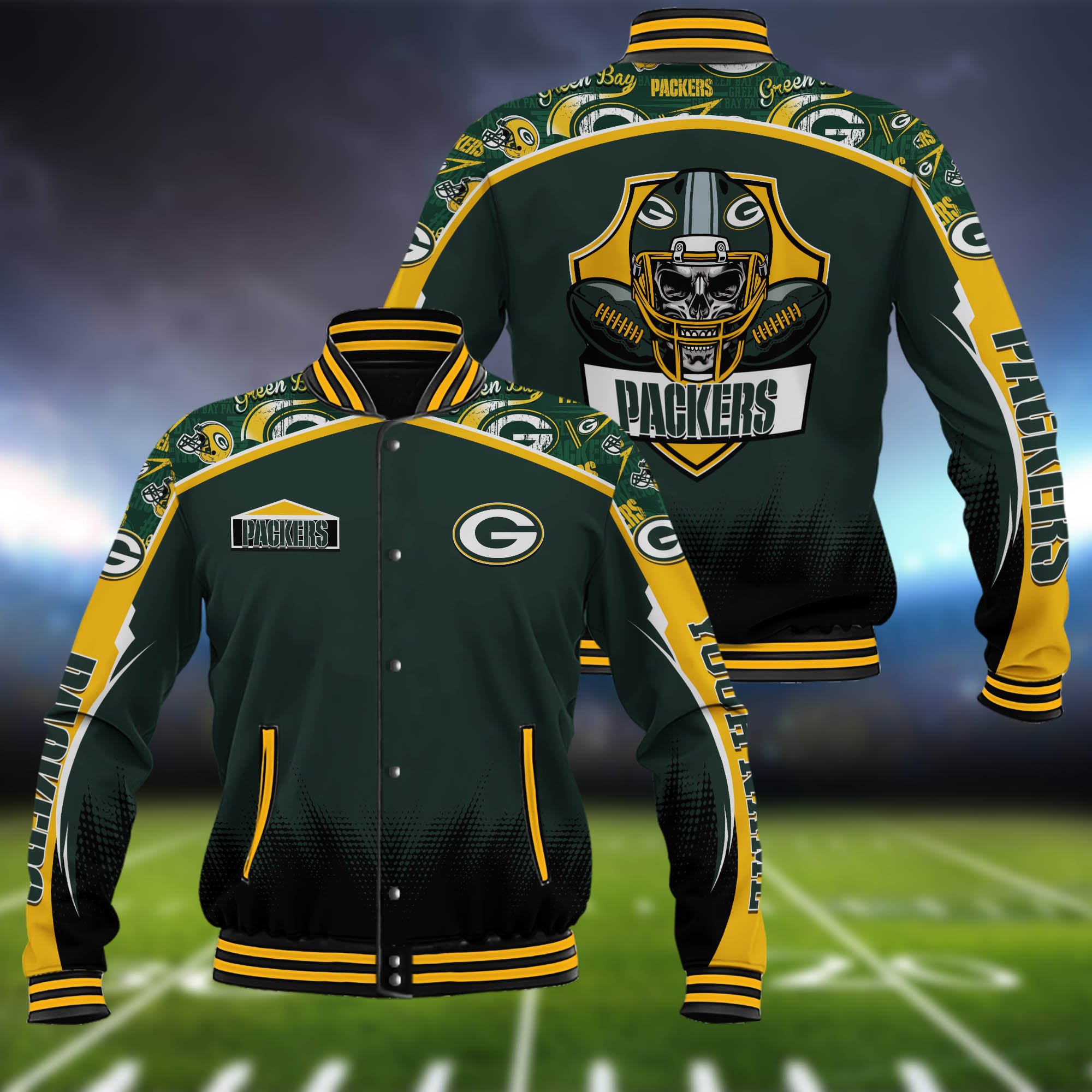 Green Bay Packers Baseball Jacket Custom Name Sport Team Jacket Sport Gifts