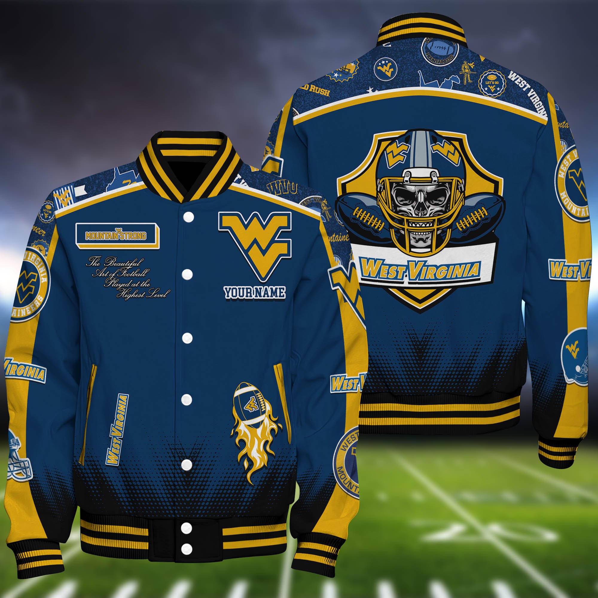 West Virginia Mountaineers Baseball Jacket Personalized Your Name Jackets For Sport Fans