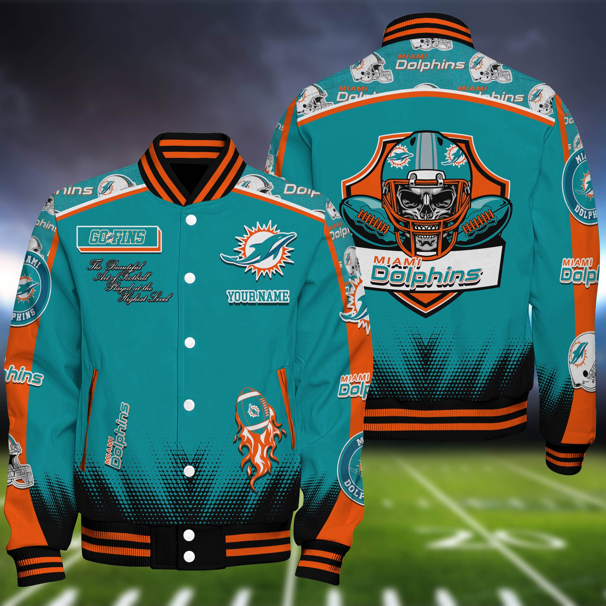 Miami Dolphins Baseball Jacket Personalized Your Name Jackets For Sport Fans