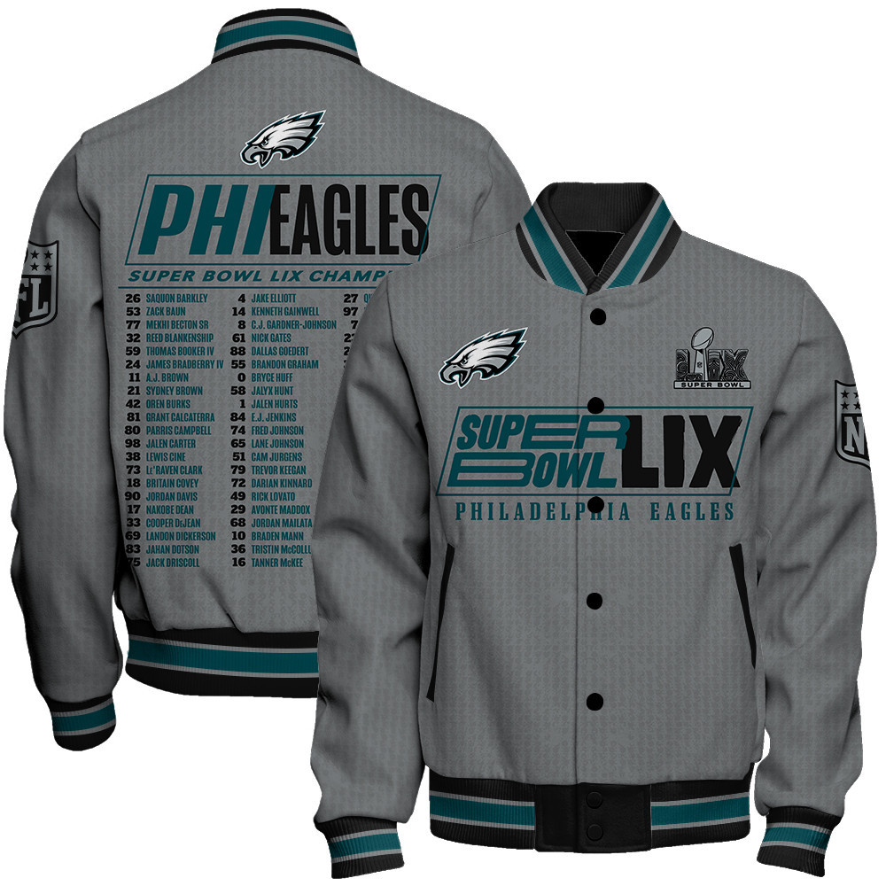 Philadelphia Eagles Super Bowl LIX Roster Varsity Jacket