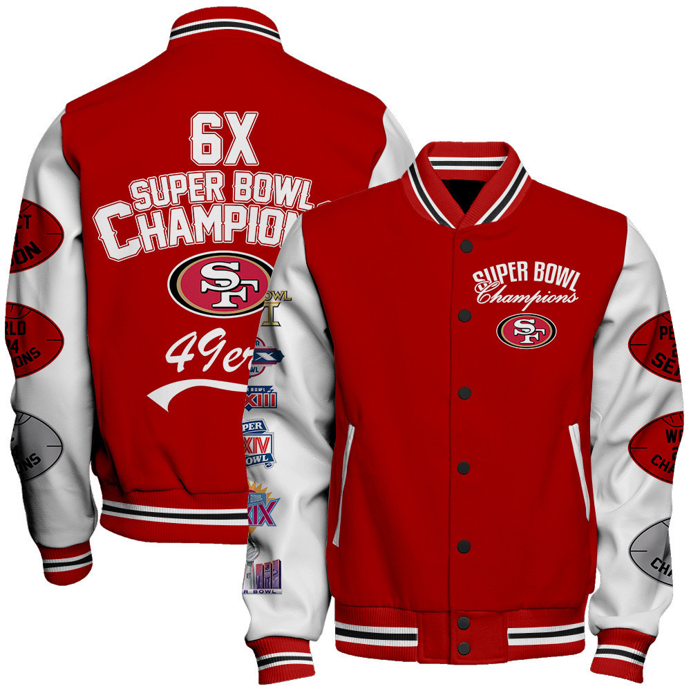 San Francisco 49ers 6x Champions Baseball Varsity Jacket