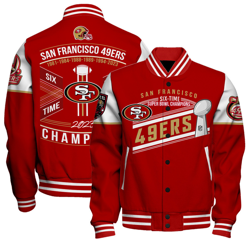 San Francisco 49ers Champions LVIII Baseball Varsity Jacket