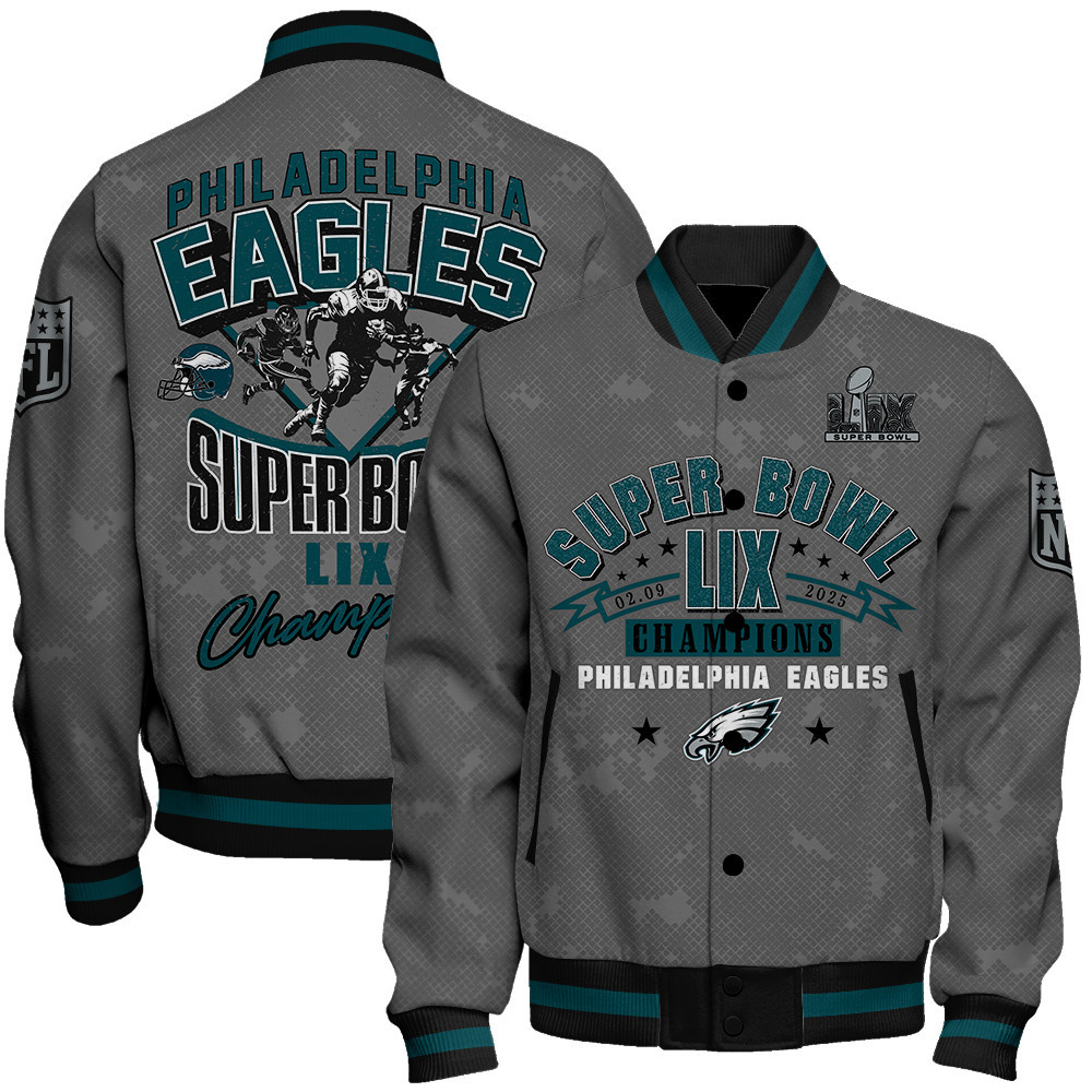 Philadelphia Eagles Super Bowl LIX Champions Victory Secured Varsity Jacket