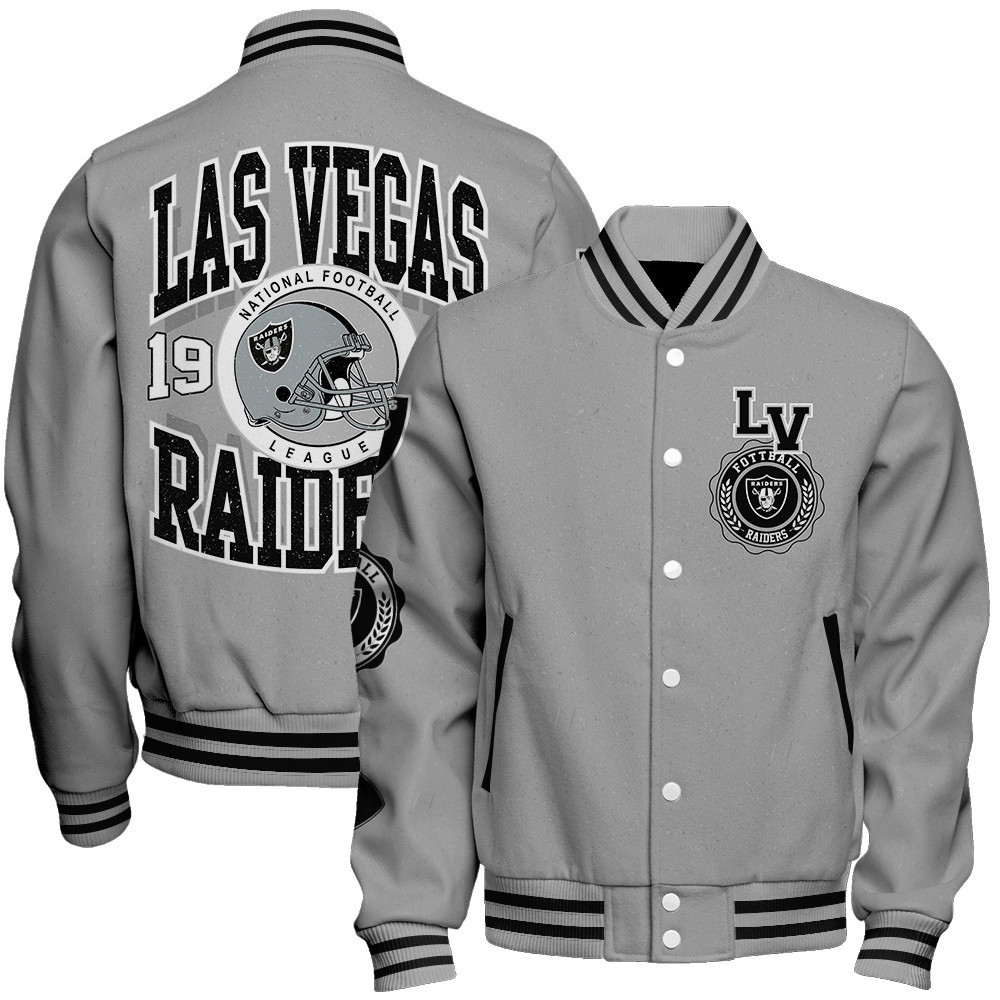 Las Vegas Raiders NFL 2025 Feel The Power Baseball Varsity Jacket