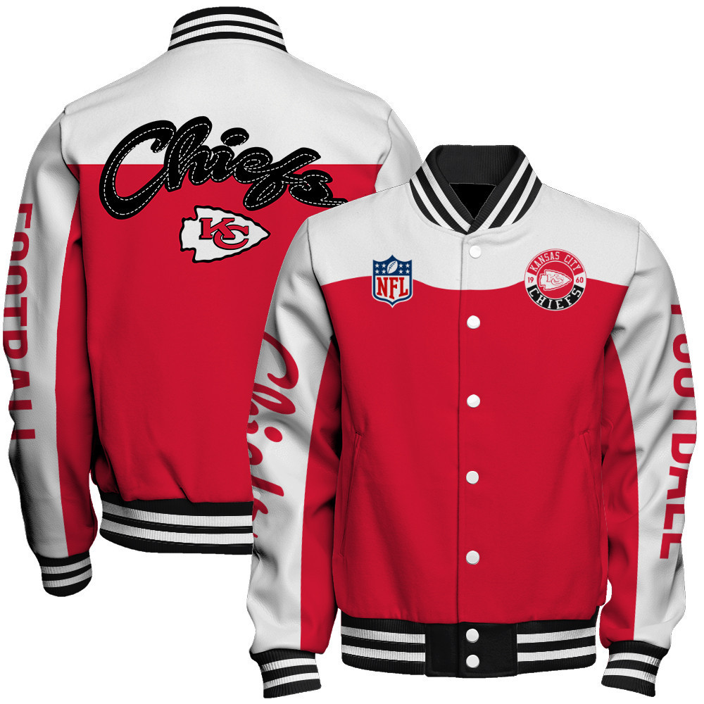 Kansas City Chiefs National Football League 2025 Face Any Weather Baseball Varsity Jacket