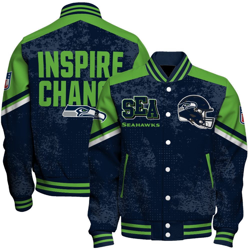 Seattle Seahawks Football Team 2025 Immortal Style Baseball Varsity Jacket